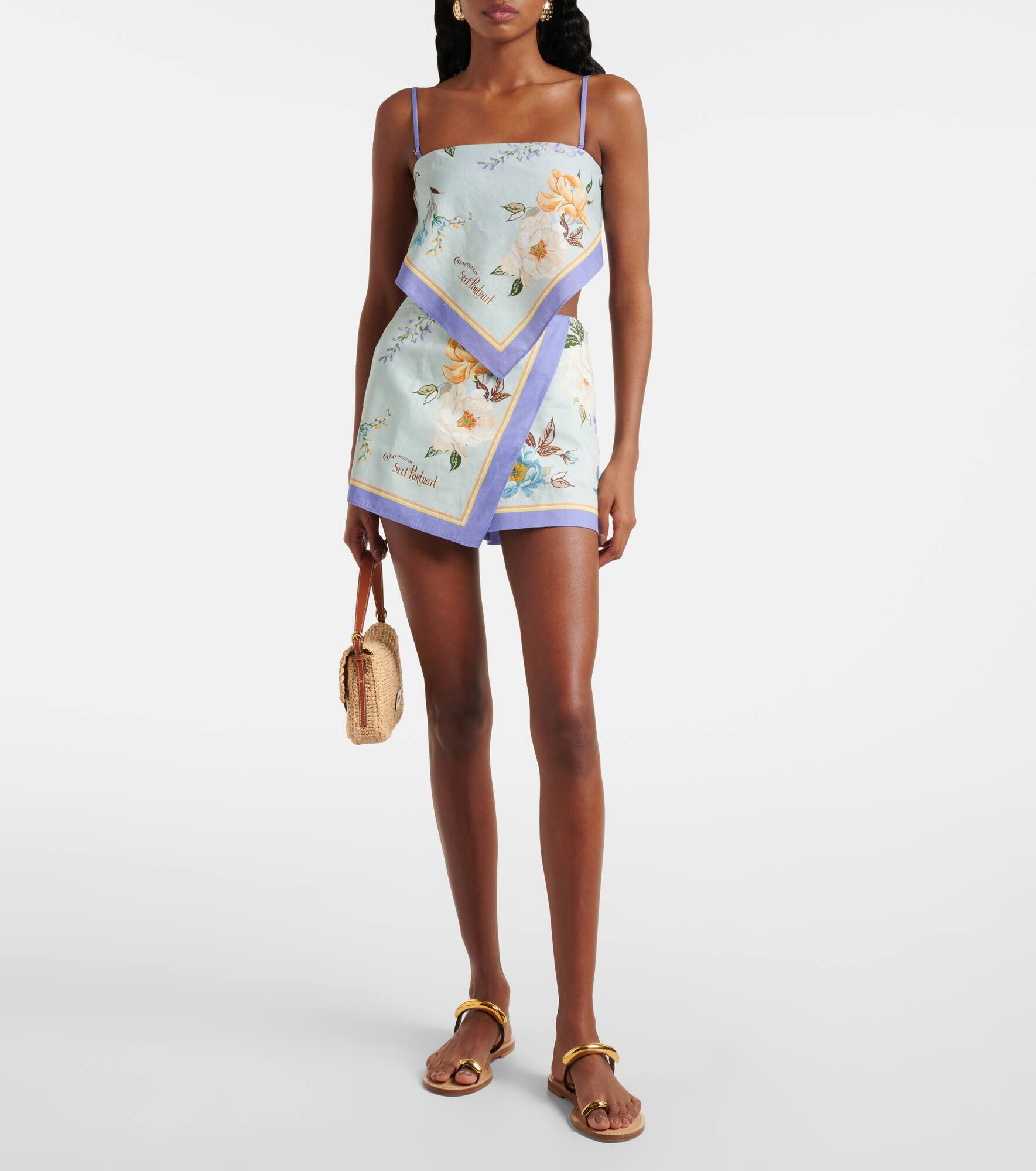 Floral linen and cotton shorts - 2