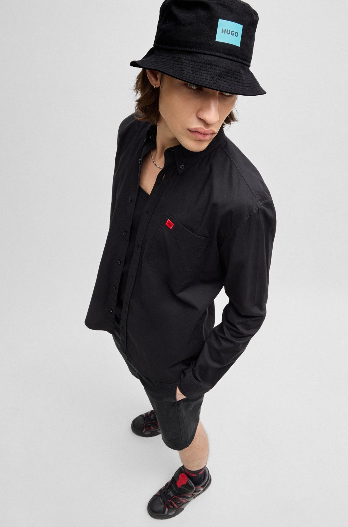 COTTON-TWILL BUCKET HAT WITH LOGO LABEL - 5