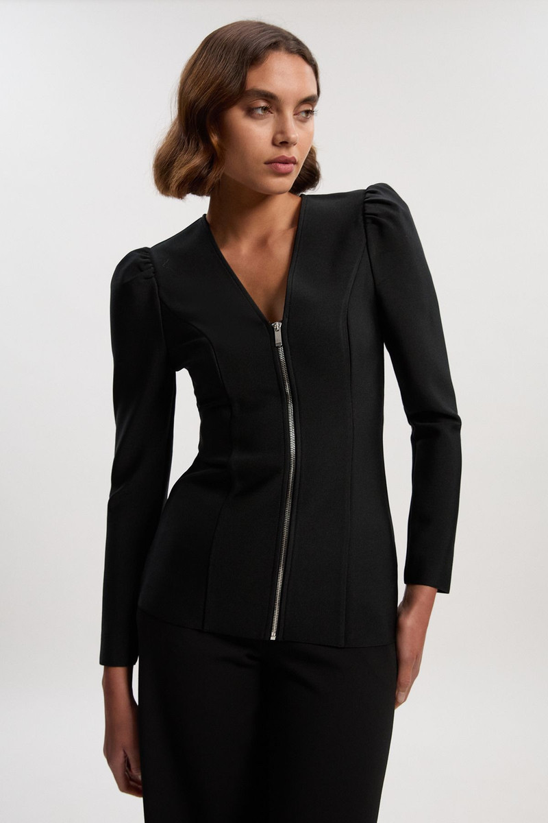 Fitted Figure Form Zip Through Jacket 1