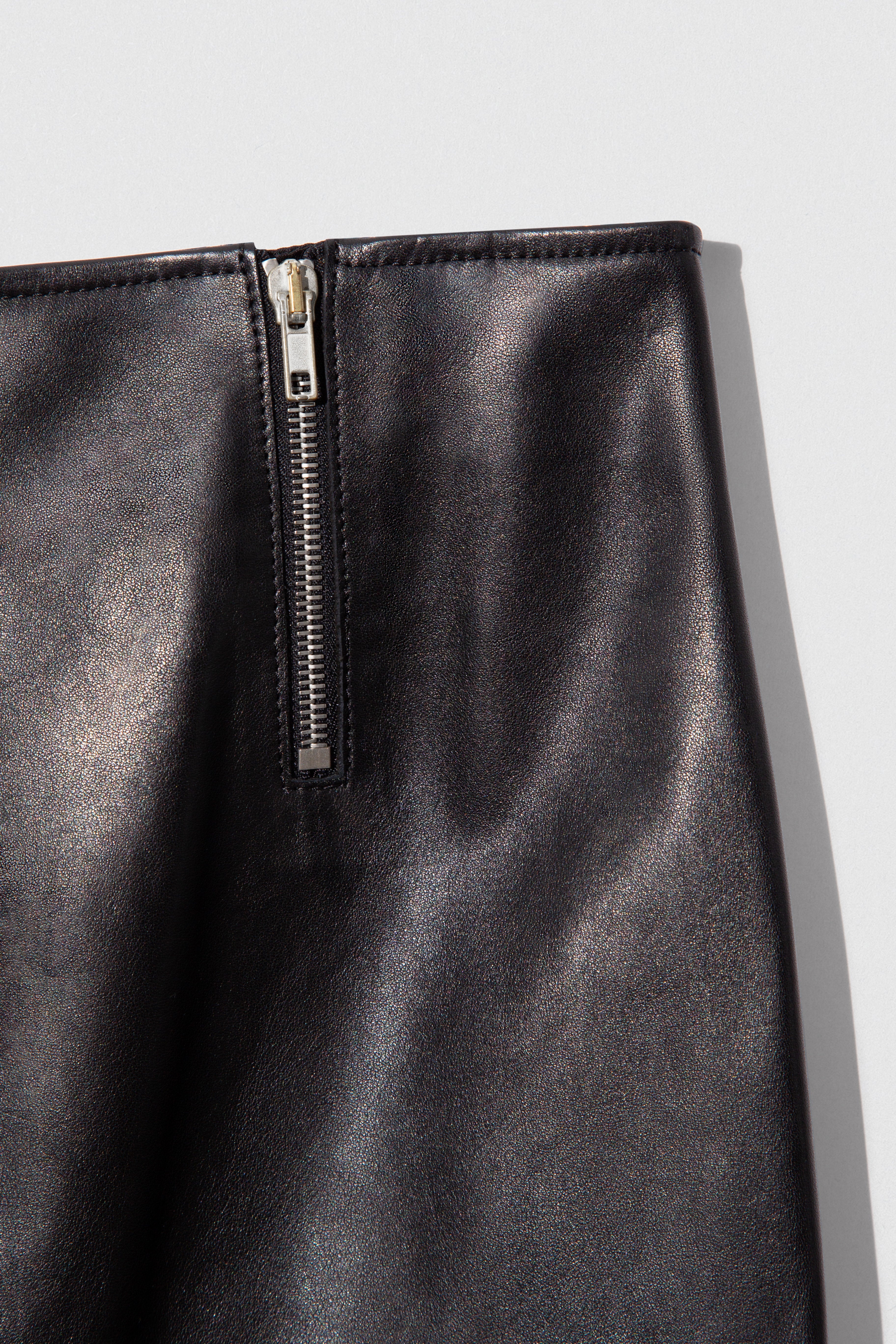 MILENA LONG SKIRT BLACK CALF NAPPA LEATHER - 6