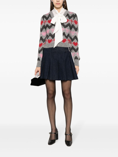 Alessandra Rich cropped jacquard-knit cardigan outlook