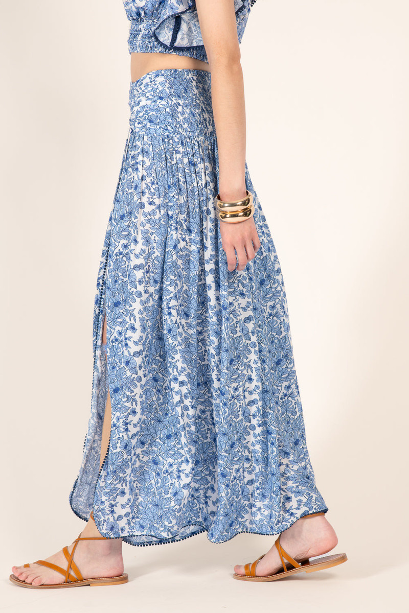 Long Skirt Carla - Blue Aquaflora 4