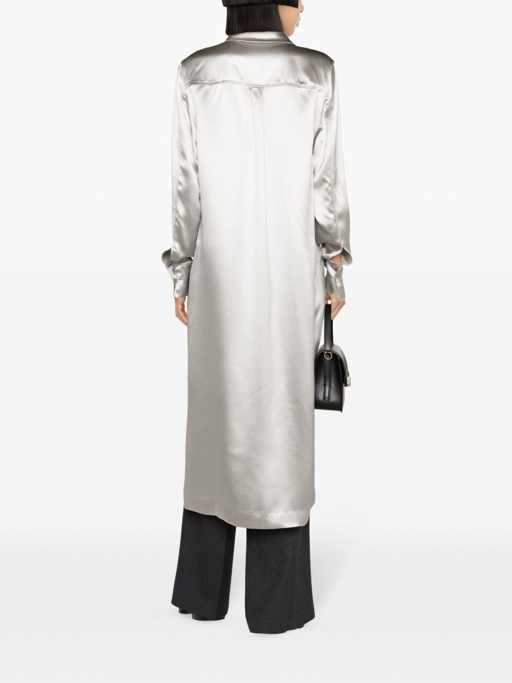 satin silk-blend long shirt - 4