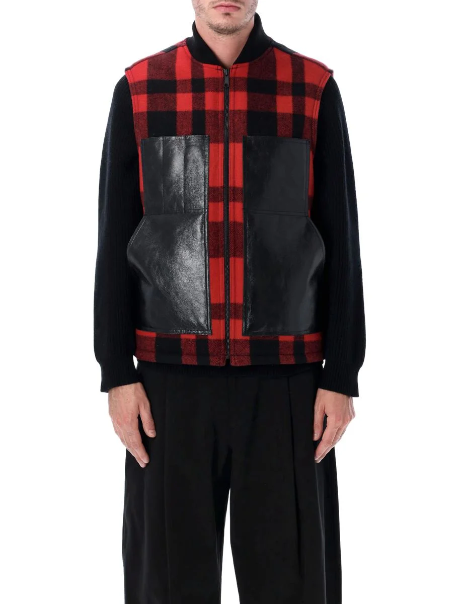 Junya Watanabe Red And Black Checked Vest By - 1