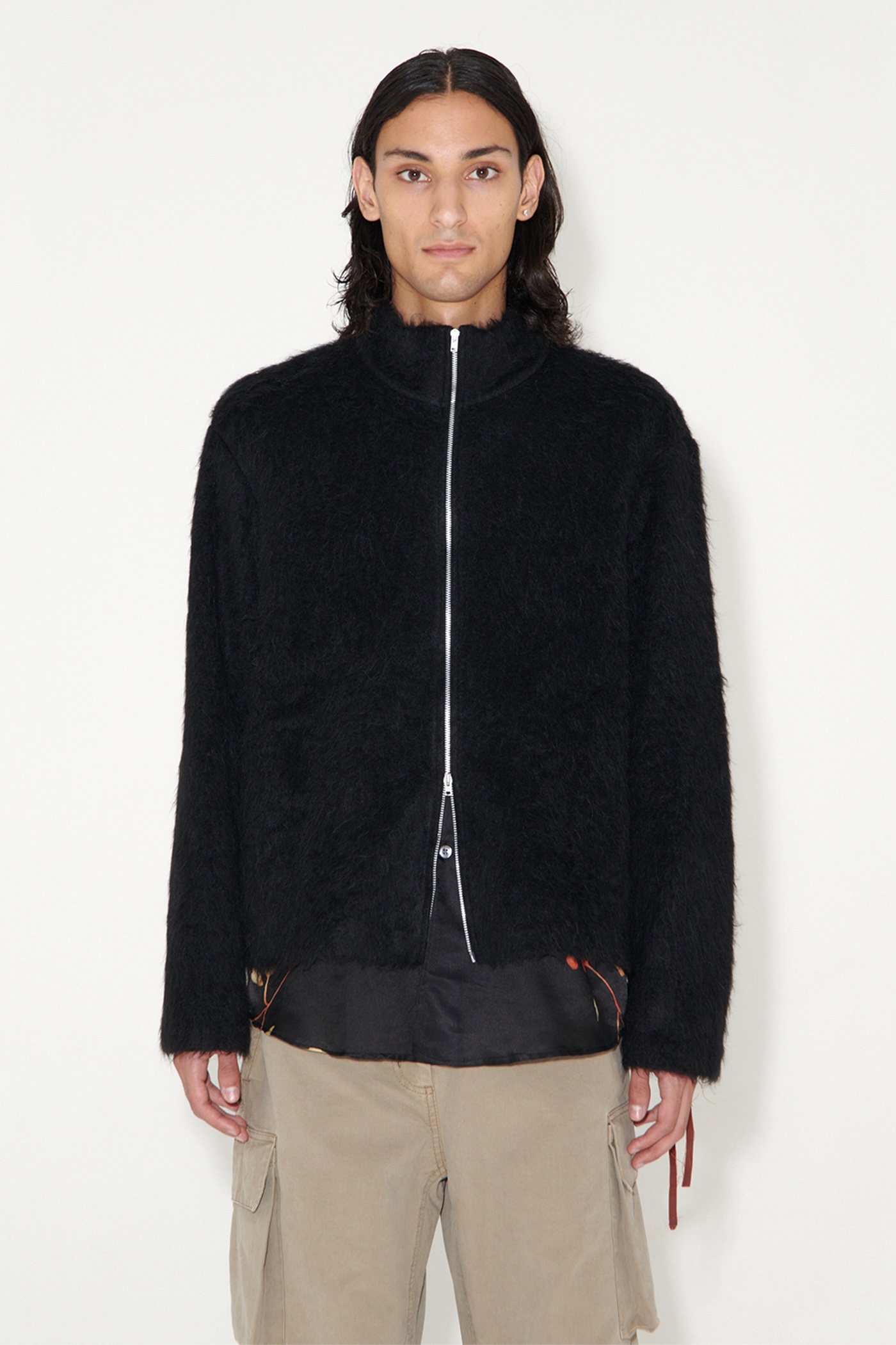 Shrunken Fullzip Polo Black Alpaca - 3
