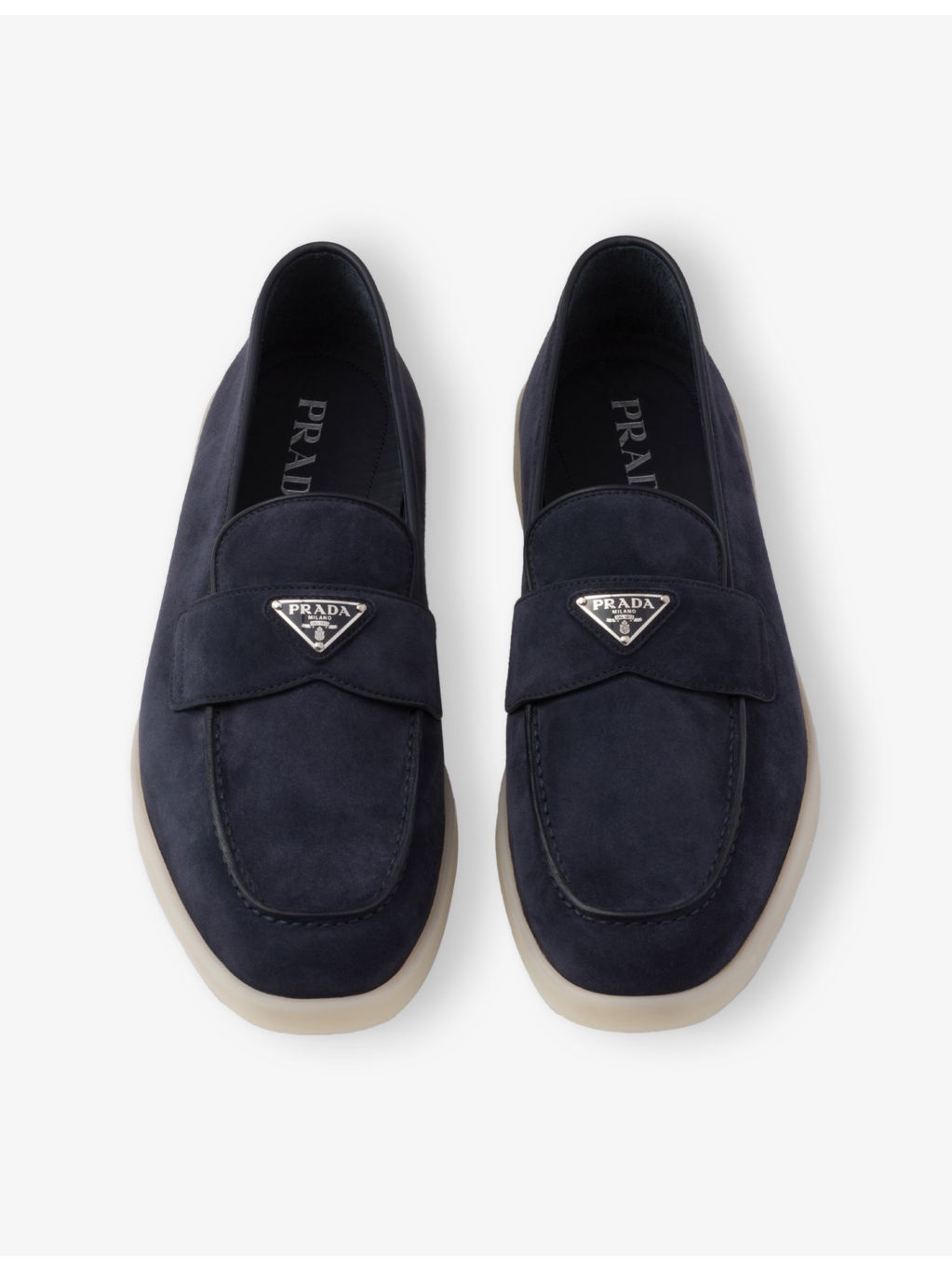 Triangle-plaque suede loafers - 3