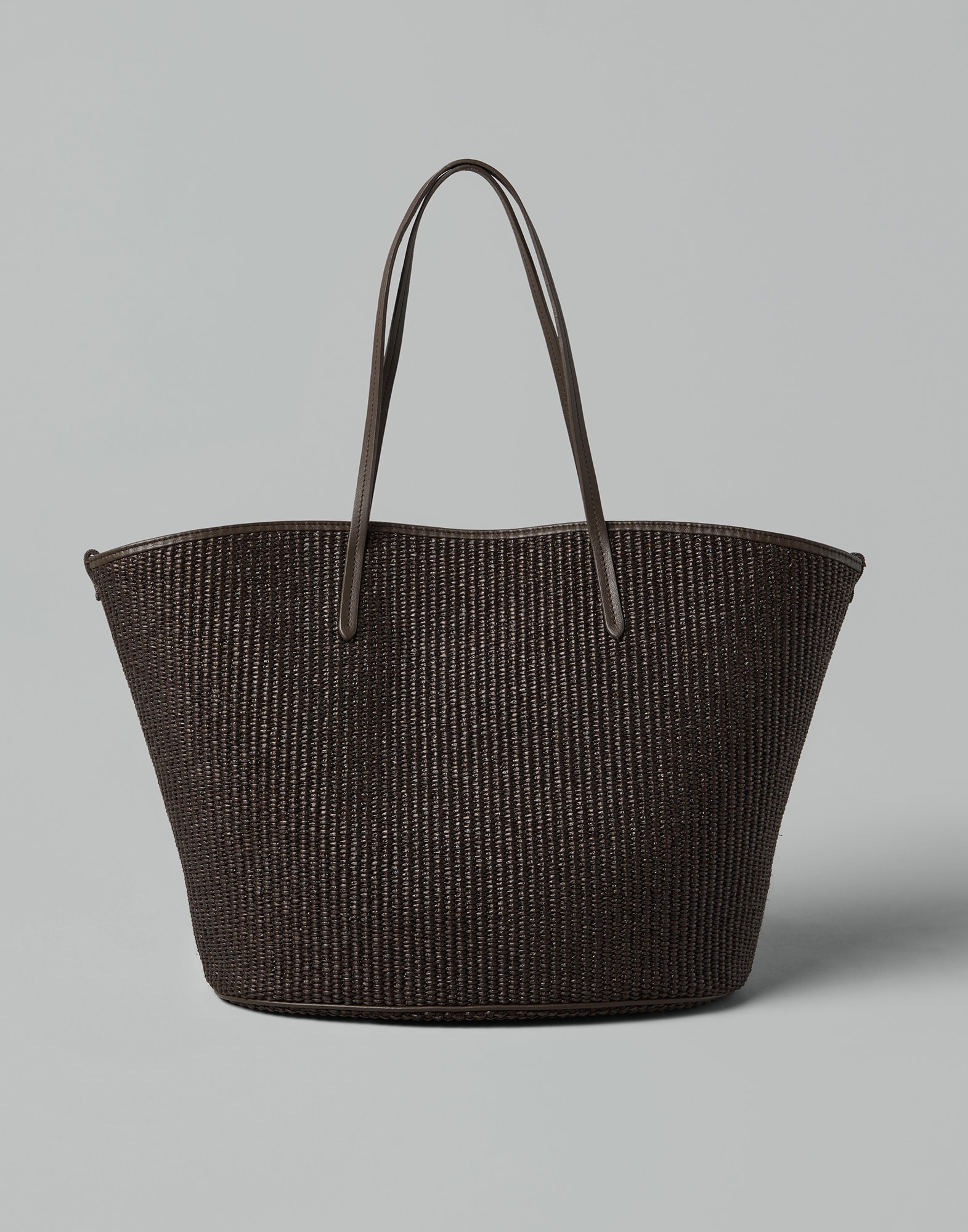 Techno cotton raffia shopper bag with monili - 1