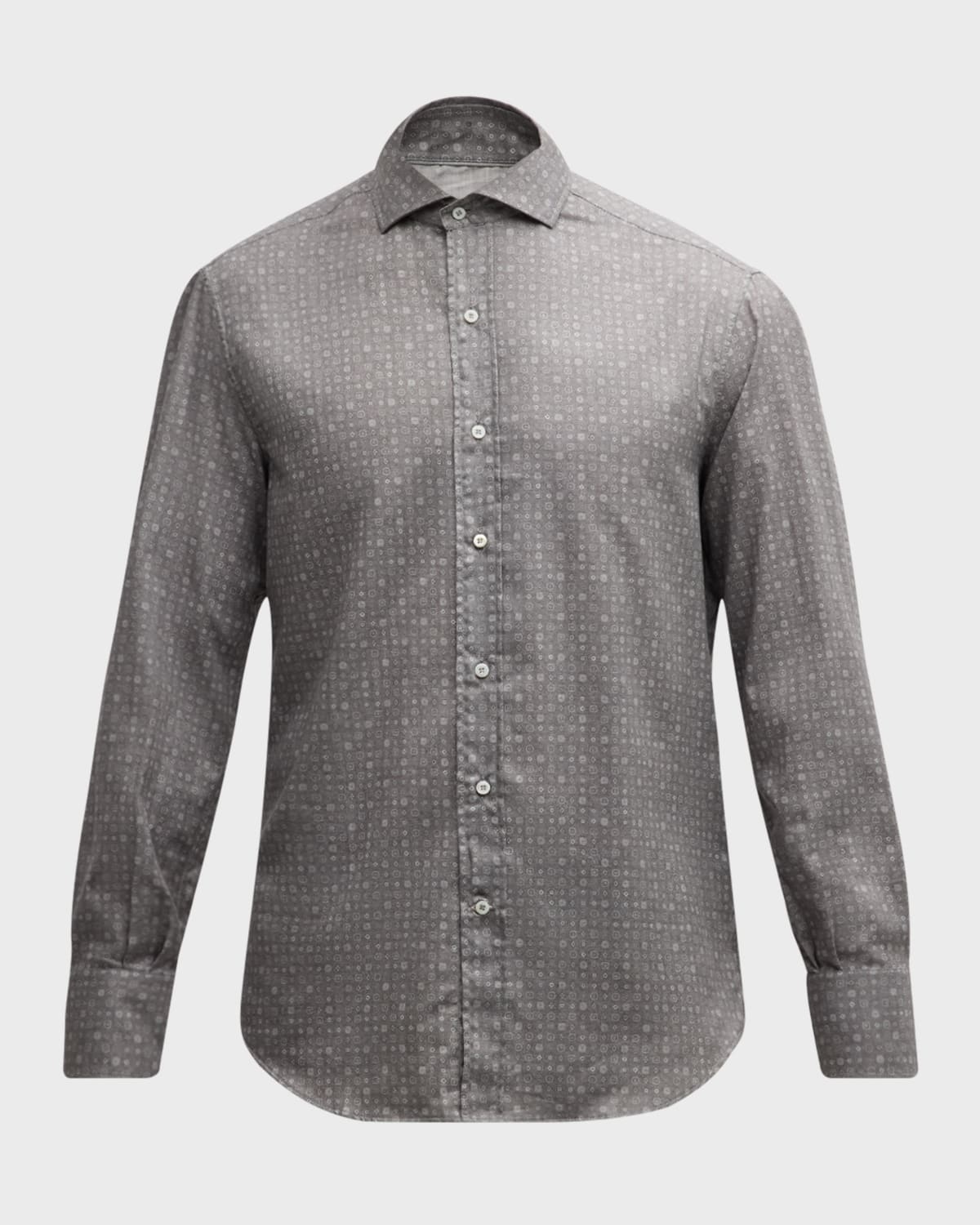 Men's Micro Fantasy Cotton Sport Shirt - 1