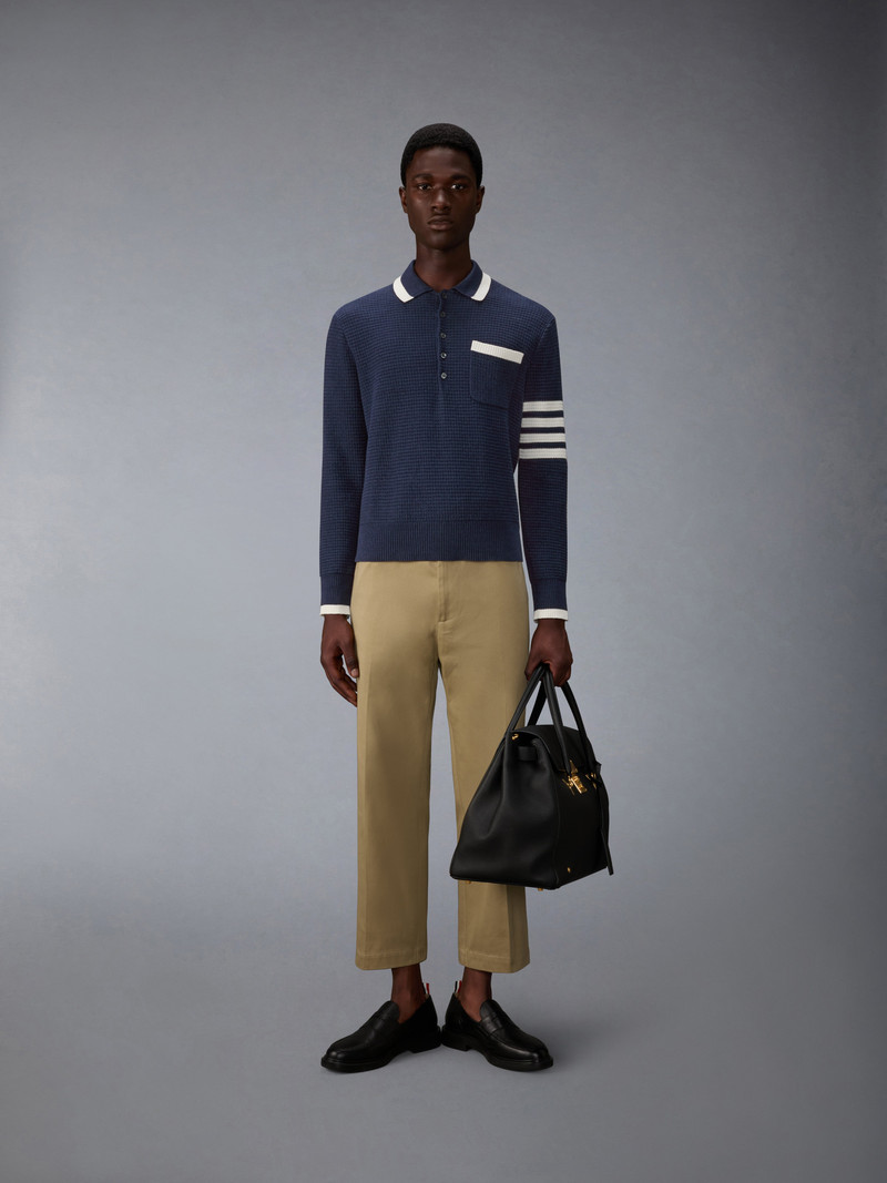 TEXTURED STITCH 4-BAR RELAXED LONG SLEEVE POLO 4