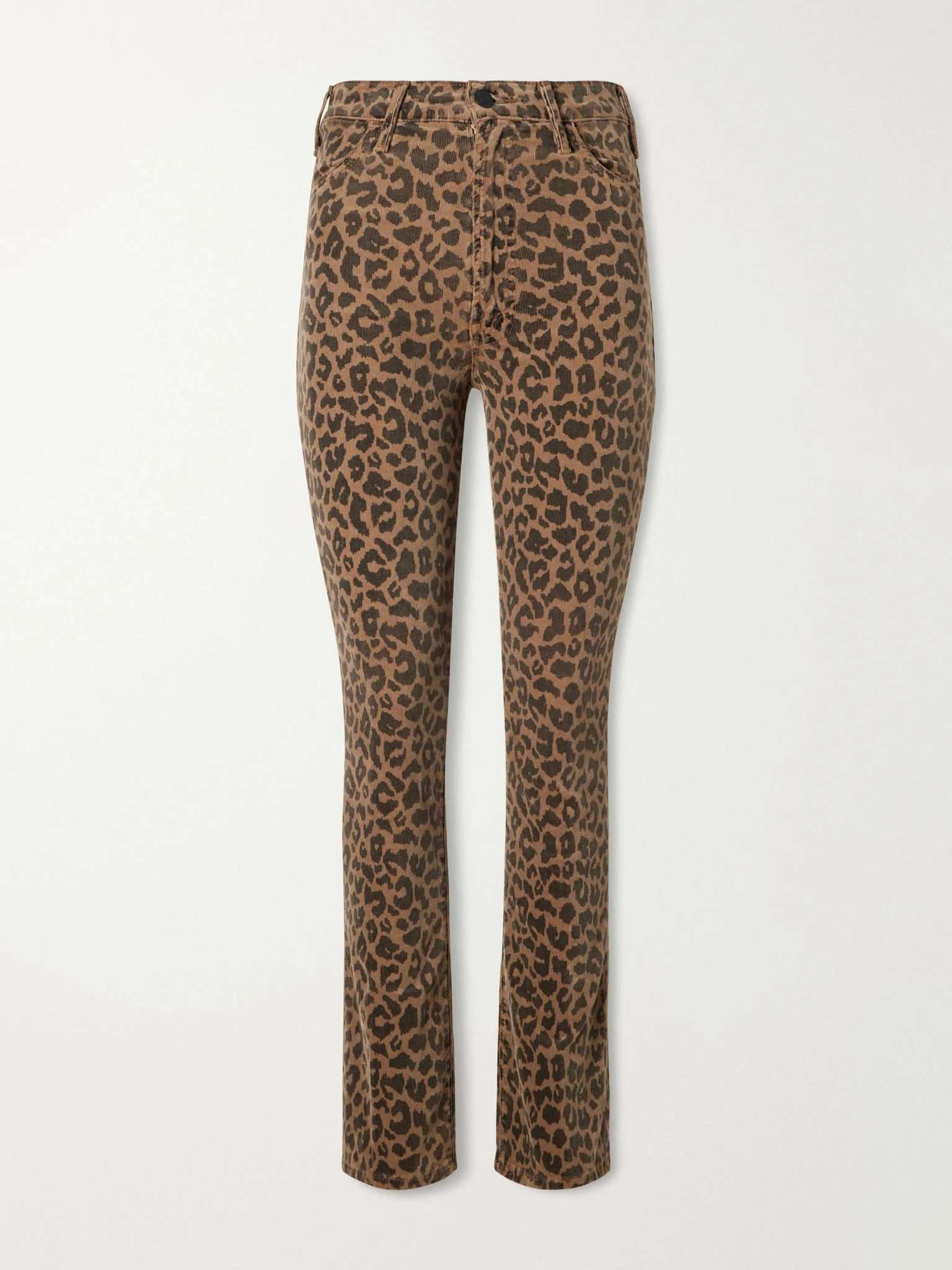 The Hustler Flood leopard-print cotton-blend corduroy high-rise flared pants Leopard print - 1