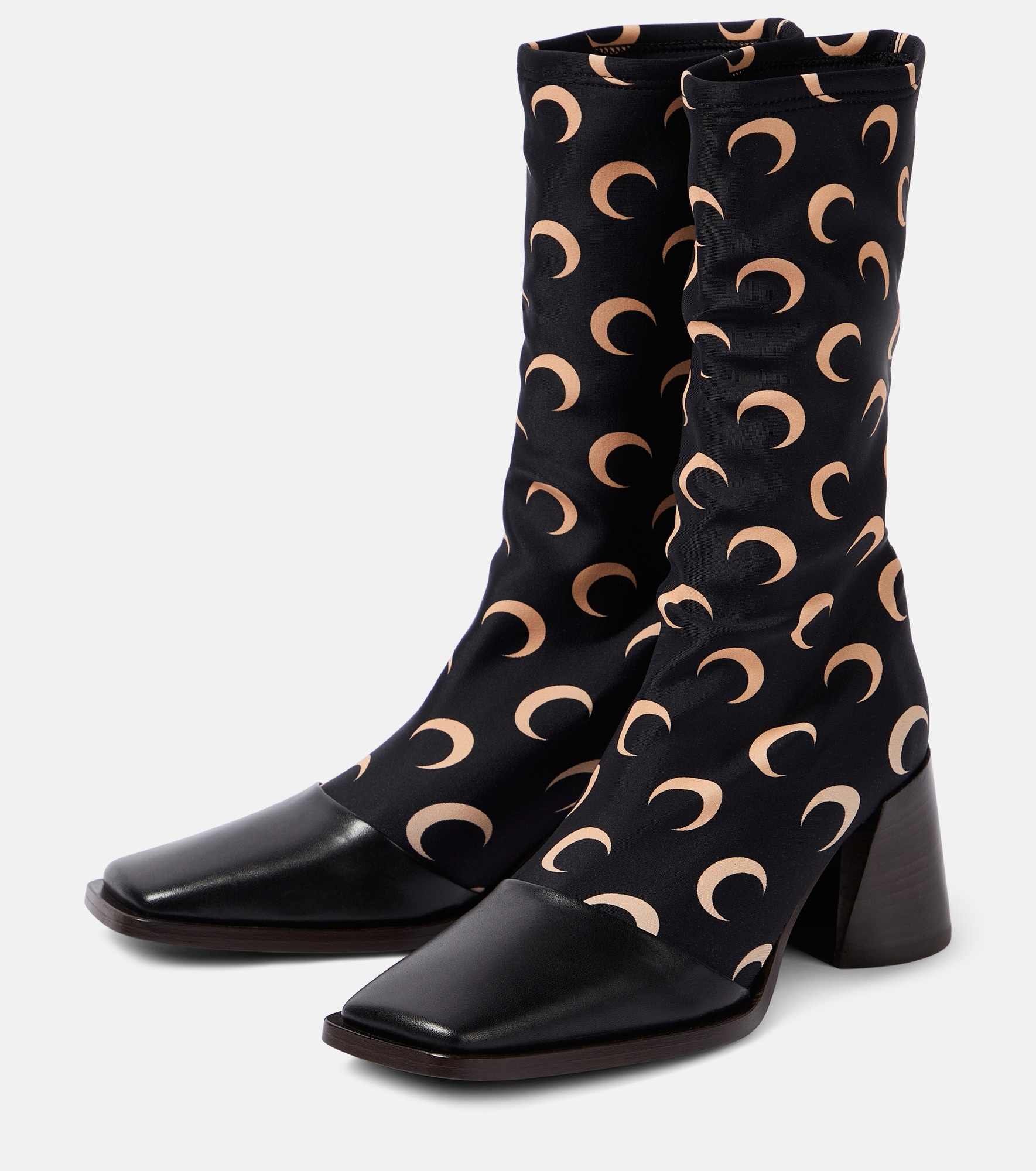 Printed leather-trimmed sock boots - 5