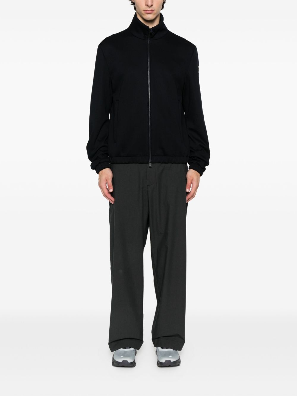 zip-fastening ribbed-cuff jacket - 2