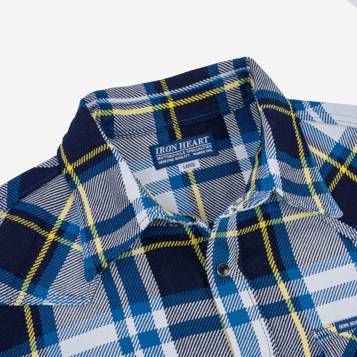 IHSH-390-BLU 9oz Selvedge American Check Western Shirt - Blue - 9