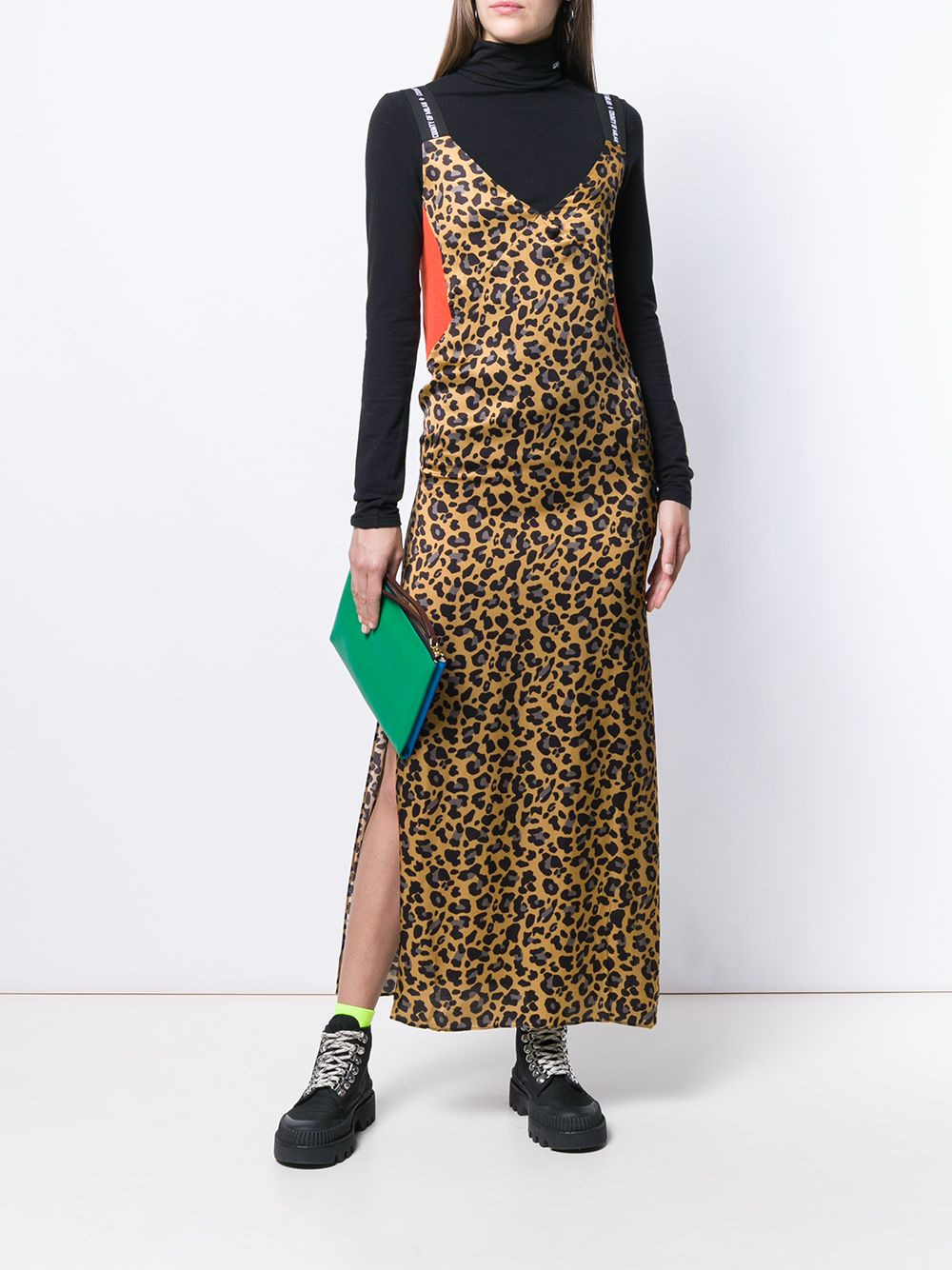 leopard-print slip dress - 2