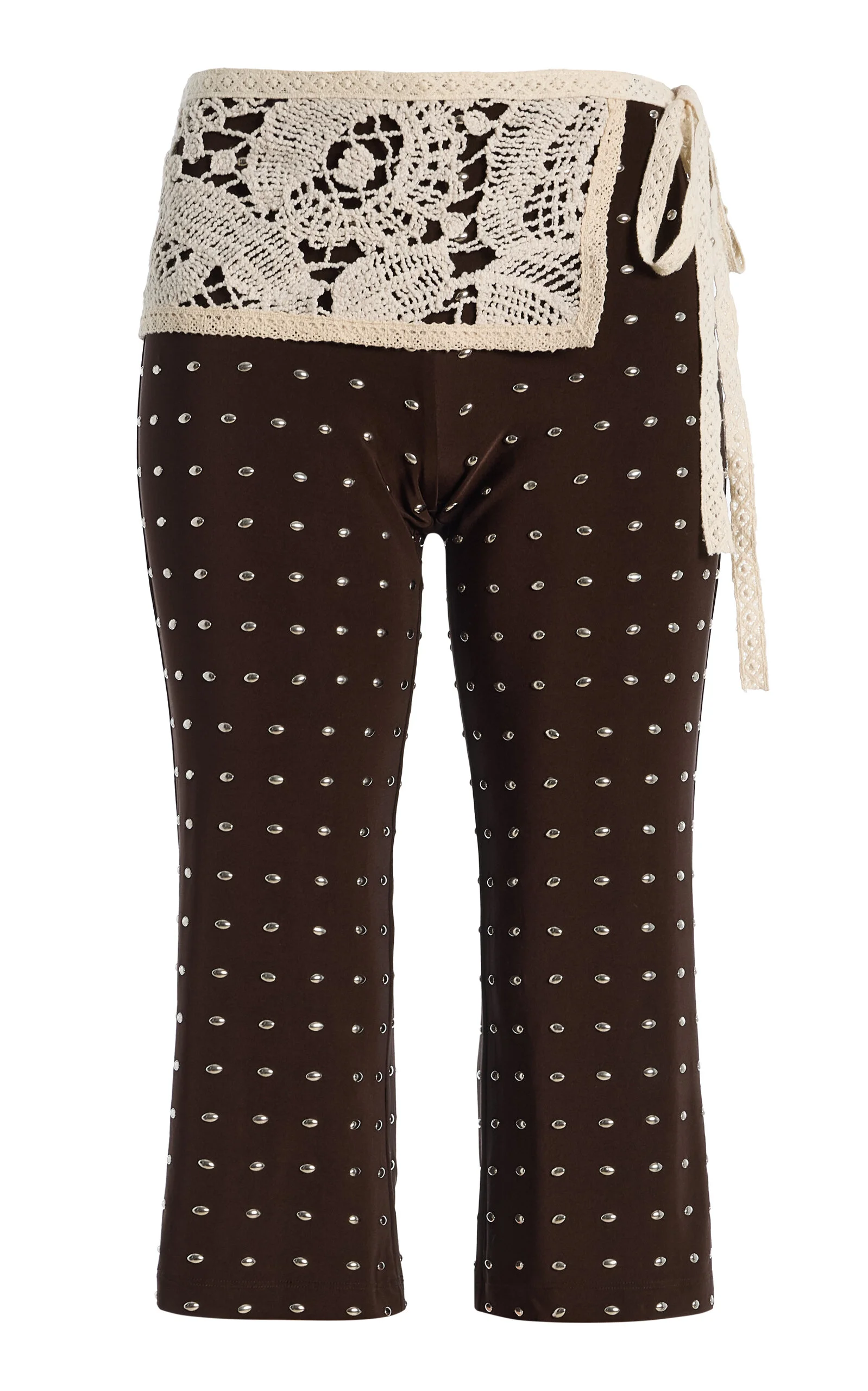 Gianna Lace-Detailed Studded Capri Pants brown - 1