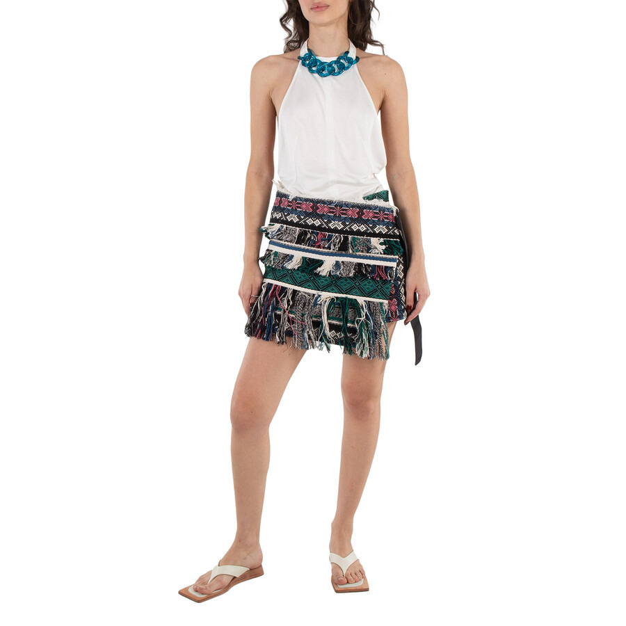 JW Anderson Ladies Off White Chain-Link Halterneck Top - 6