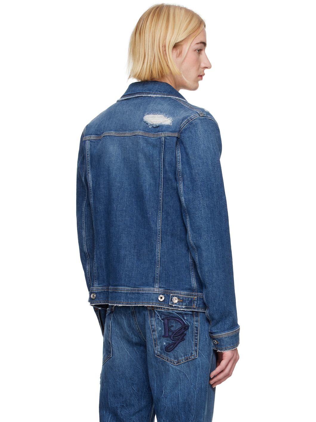 Blue Stretch Denim Jacket - 3