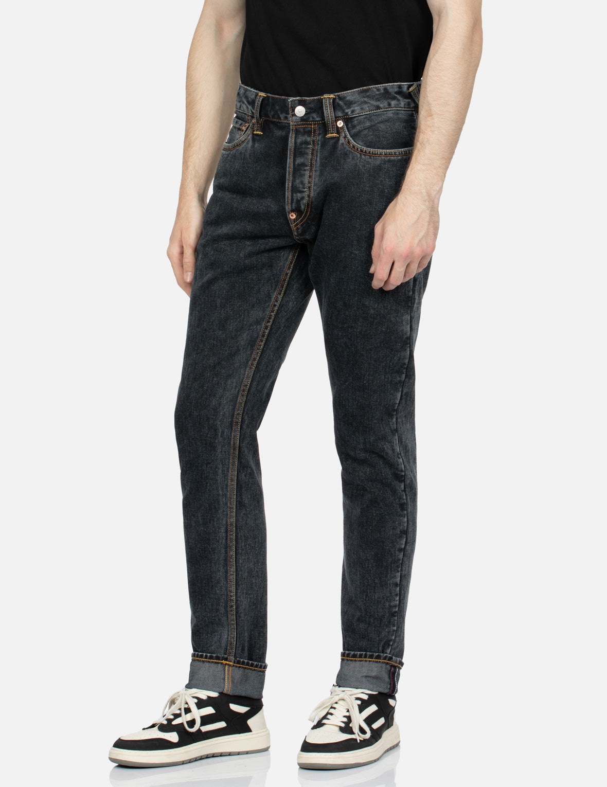 Fair Isle Pattern Kamon and Logo Print Carrot Fit Jeans #2017 - 8