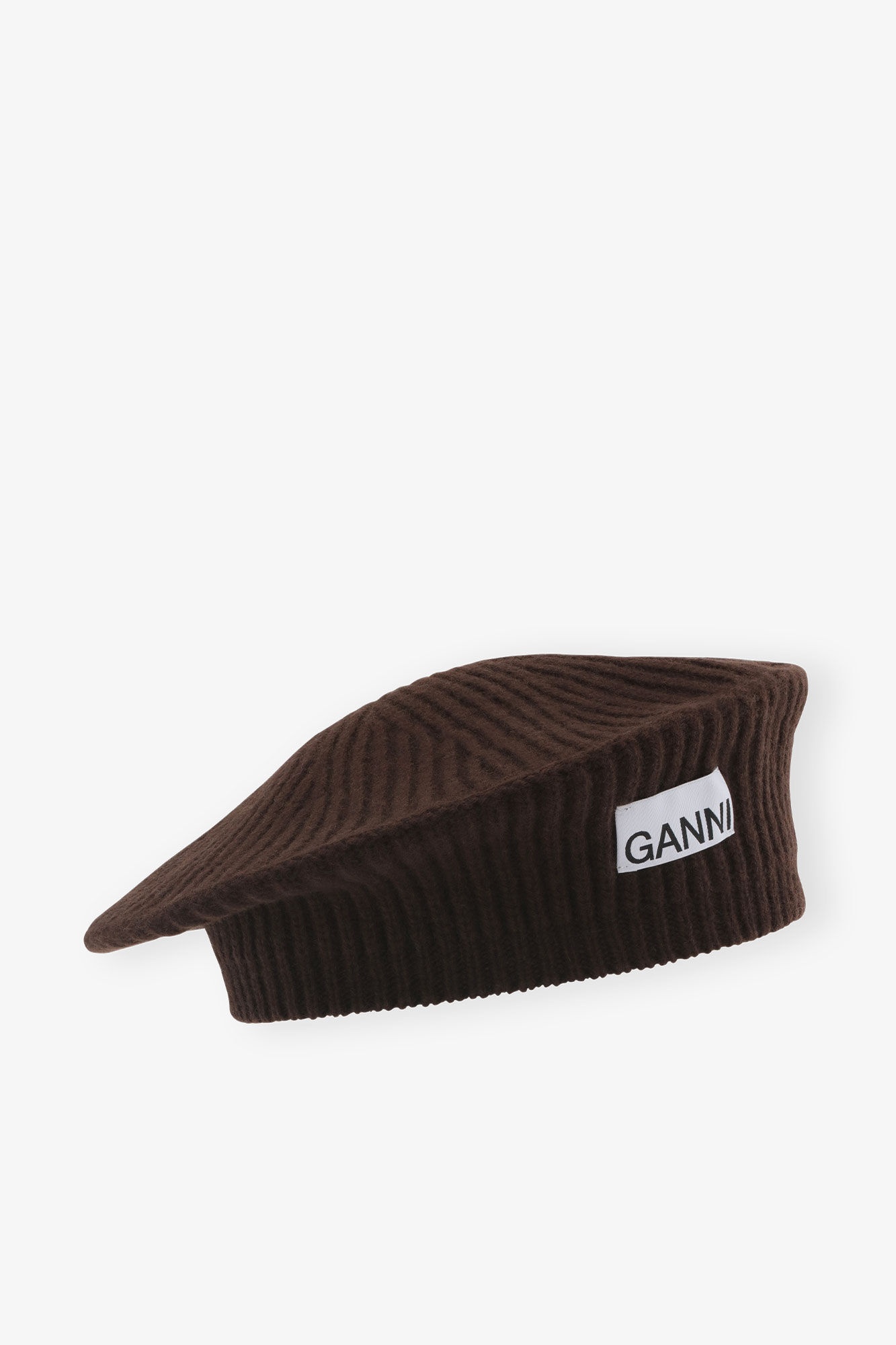 BROWN STRUCTURED RIB BERET - 1