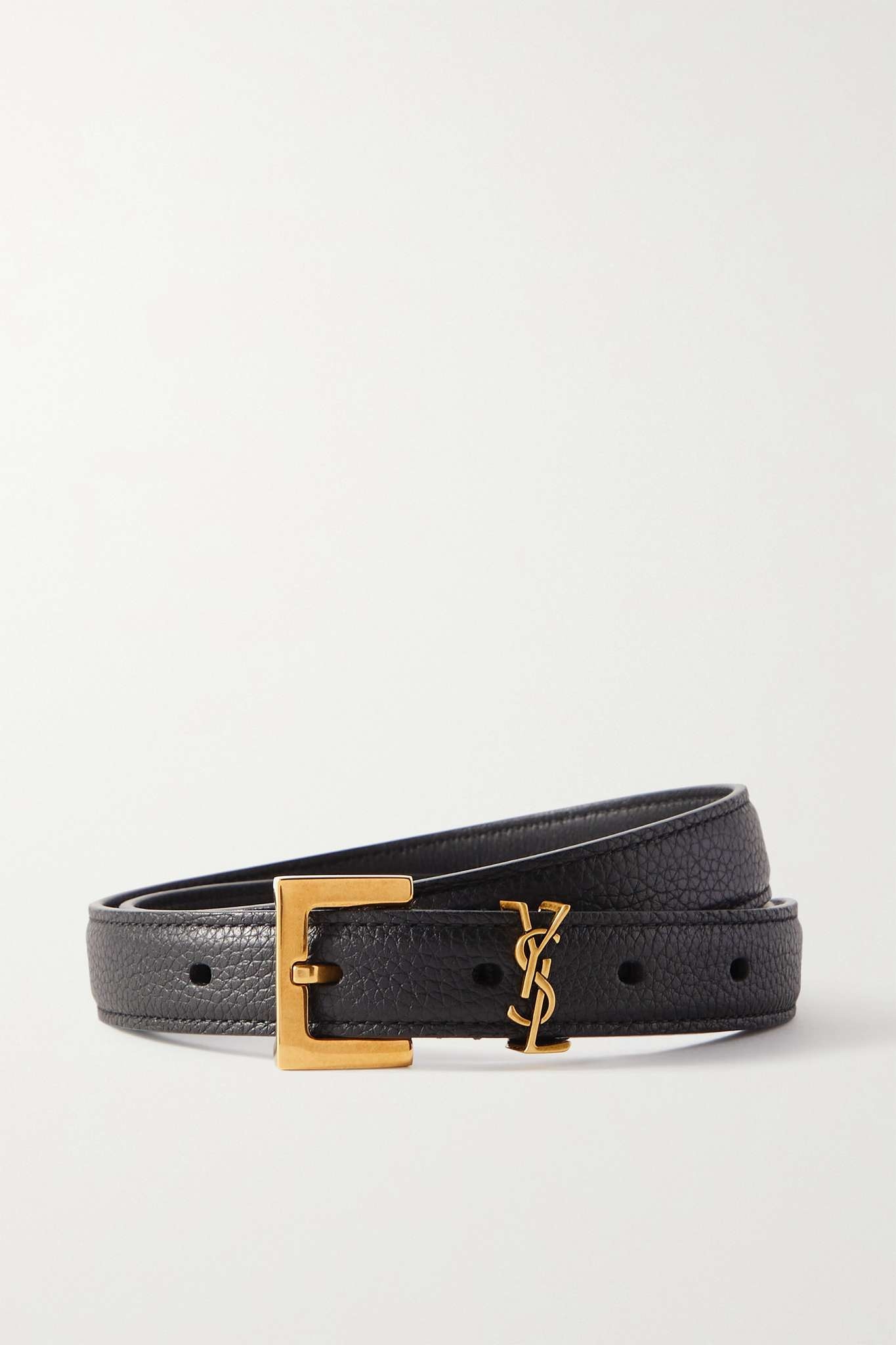 Monogramme textured-leather belt - 1