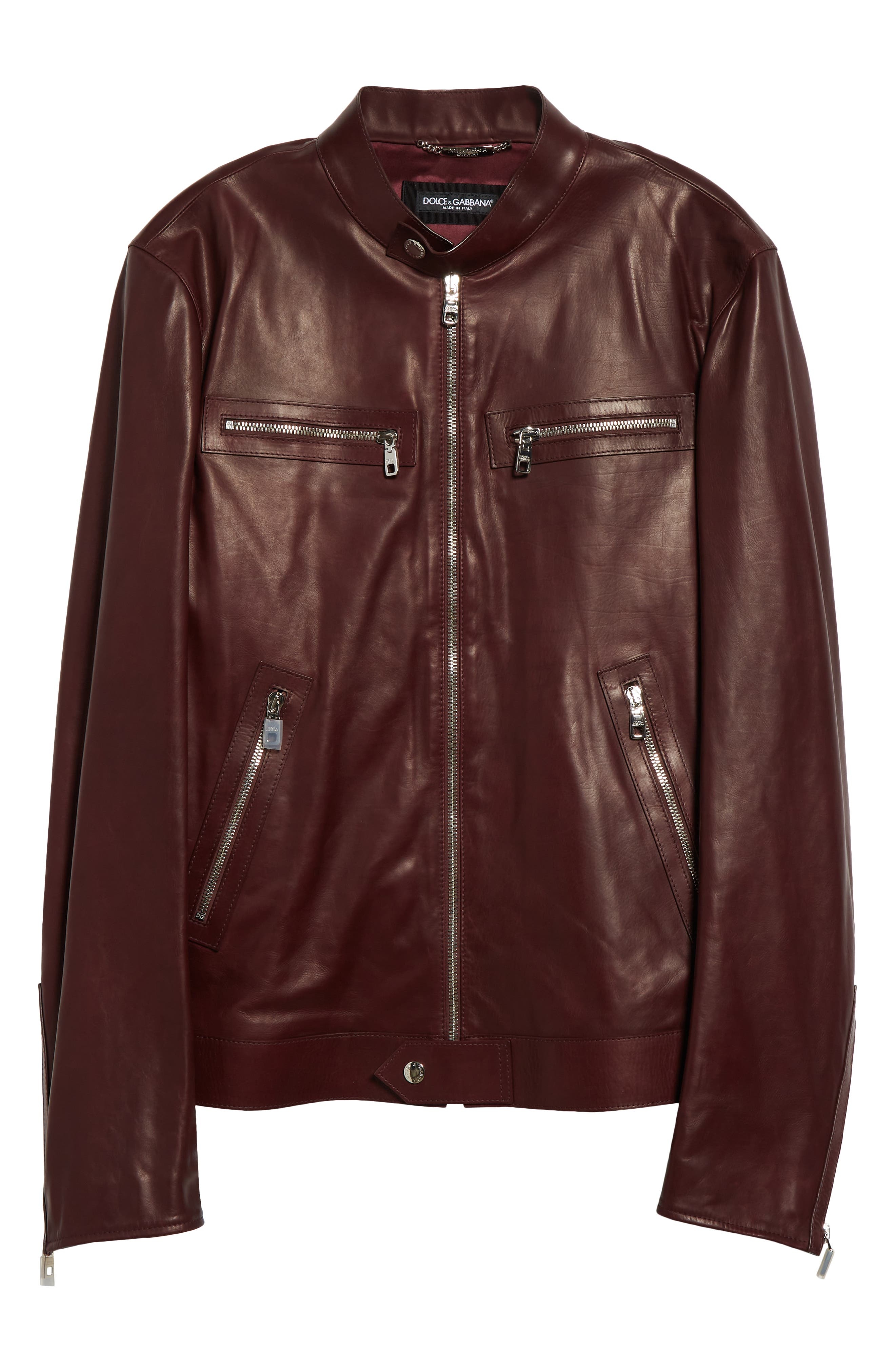 Dolce&Gabbana Leather Biker Jacket in Marrone/Viola Scuro at Nordstrom - 6