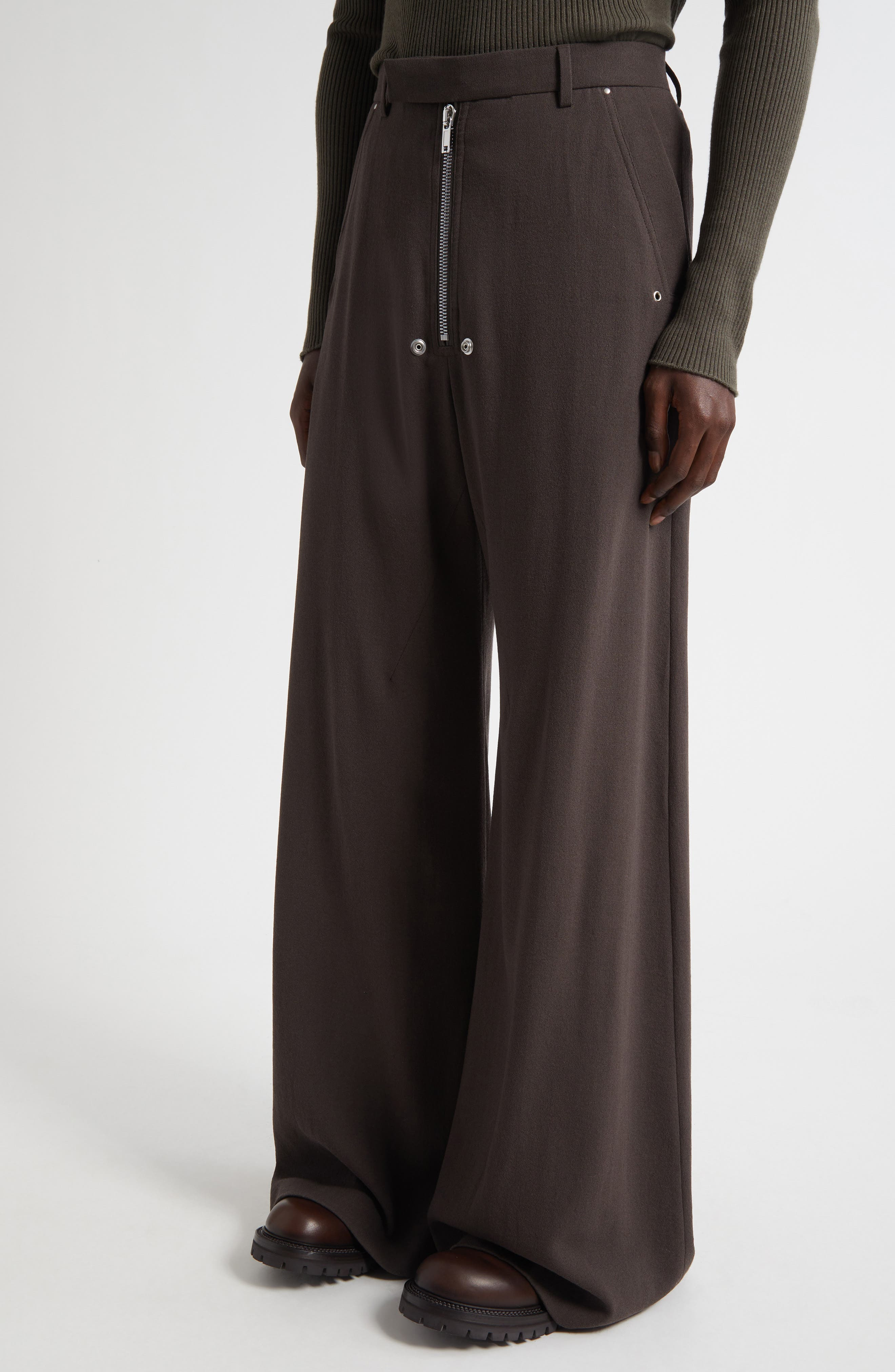 Rick Owens Belas Tailored Wide Leg Pants in Dark Dust at Nordstrom - 5
