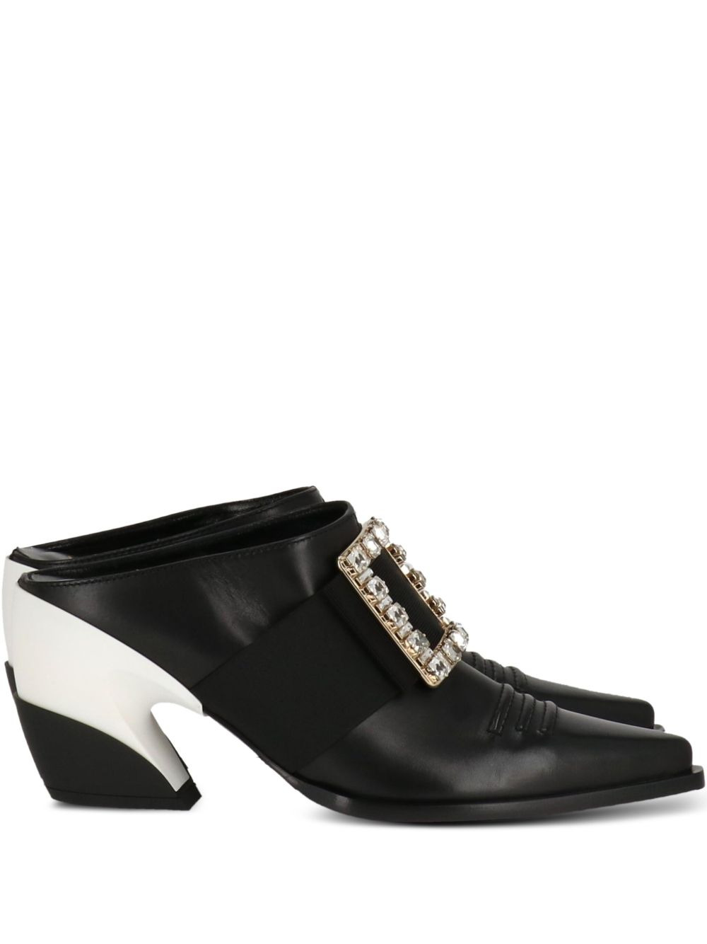 buckle-embellished pointed-toe mules - 1