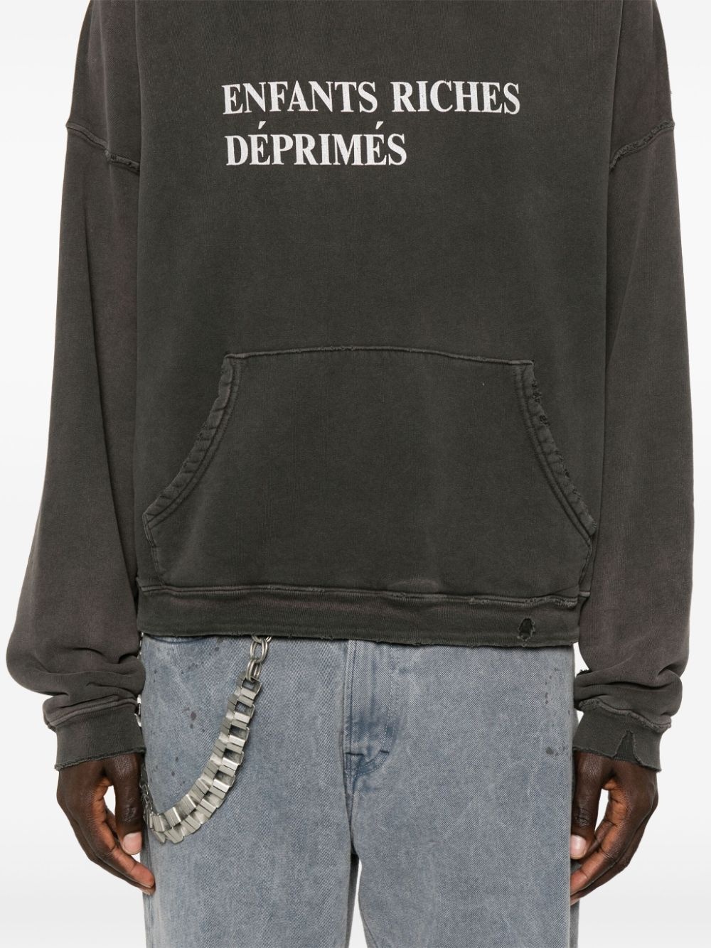 distressed logo-print hoodie - 5