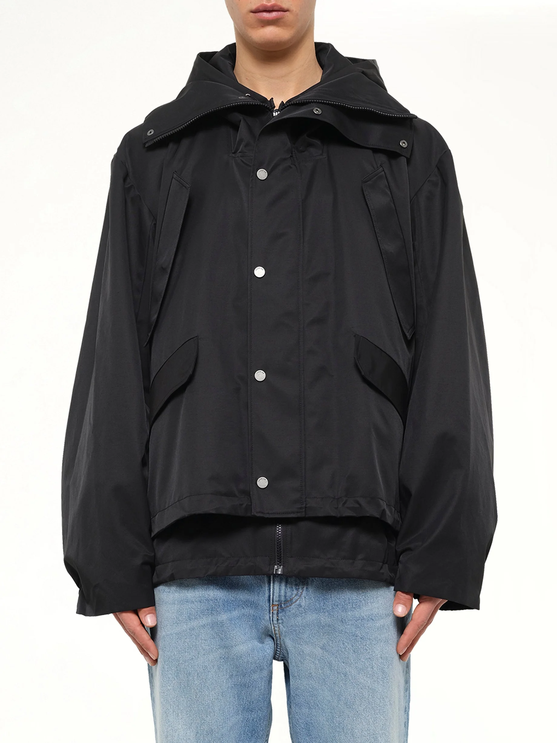 Hooded Track Jacket in Black - 1