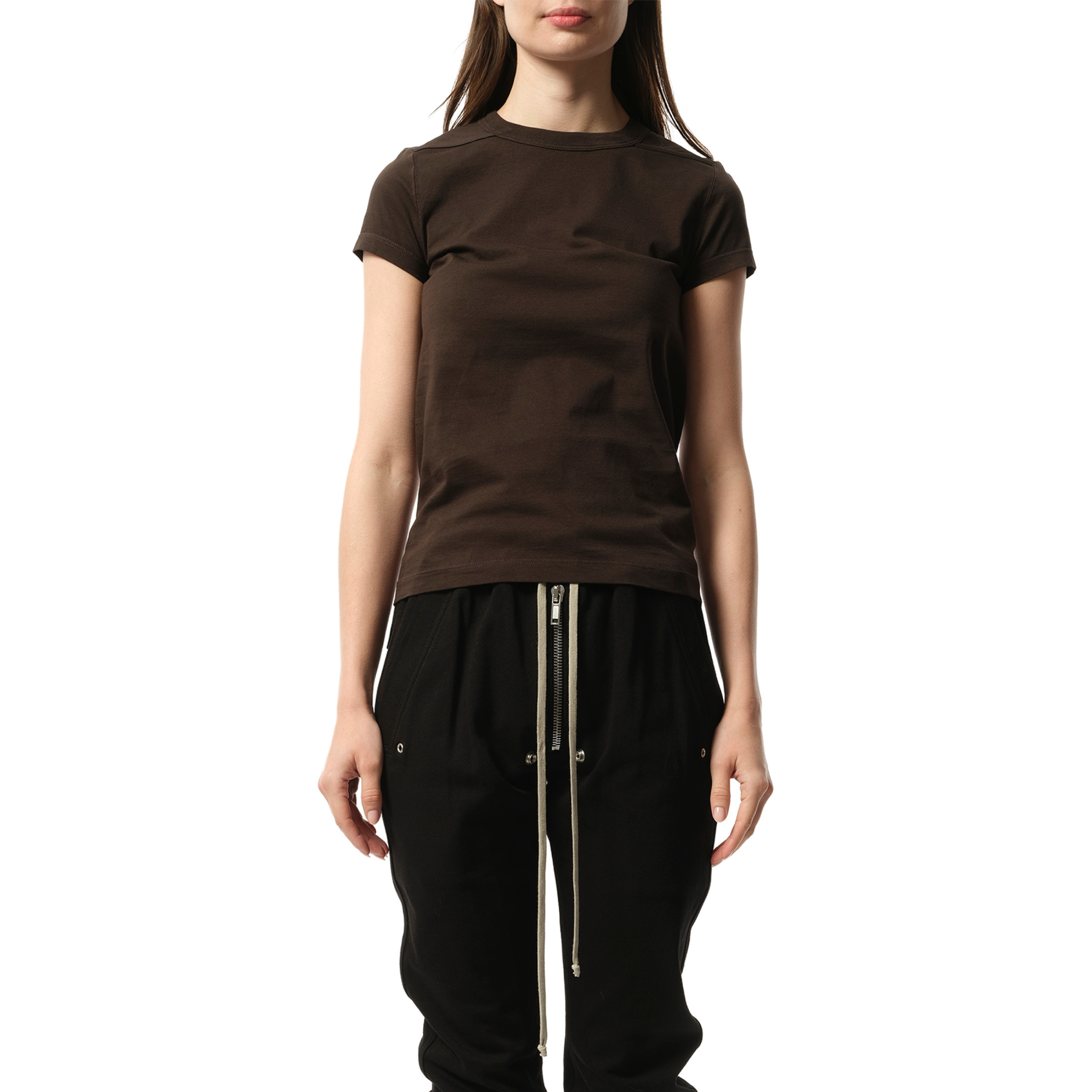 Cotton Jersey Cropped Level T-Shirt in Dark Dust - 1