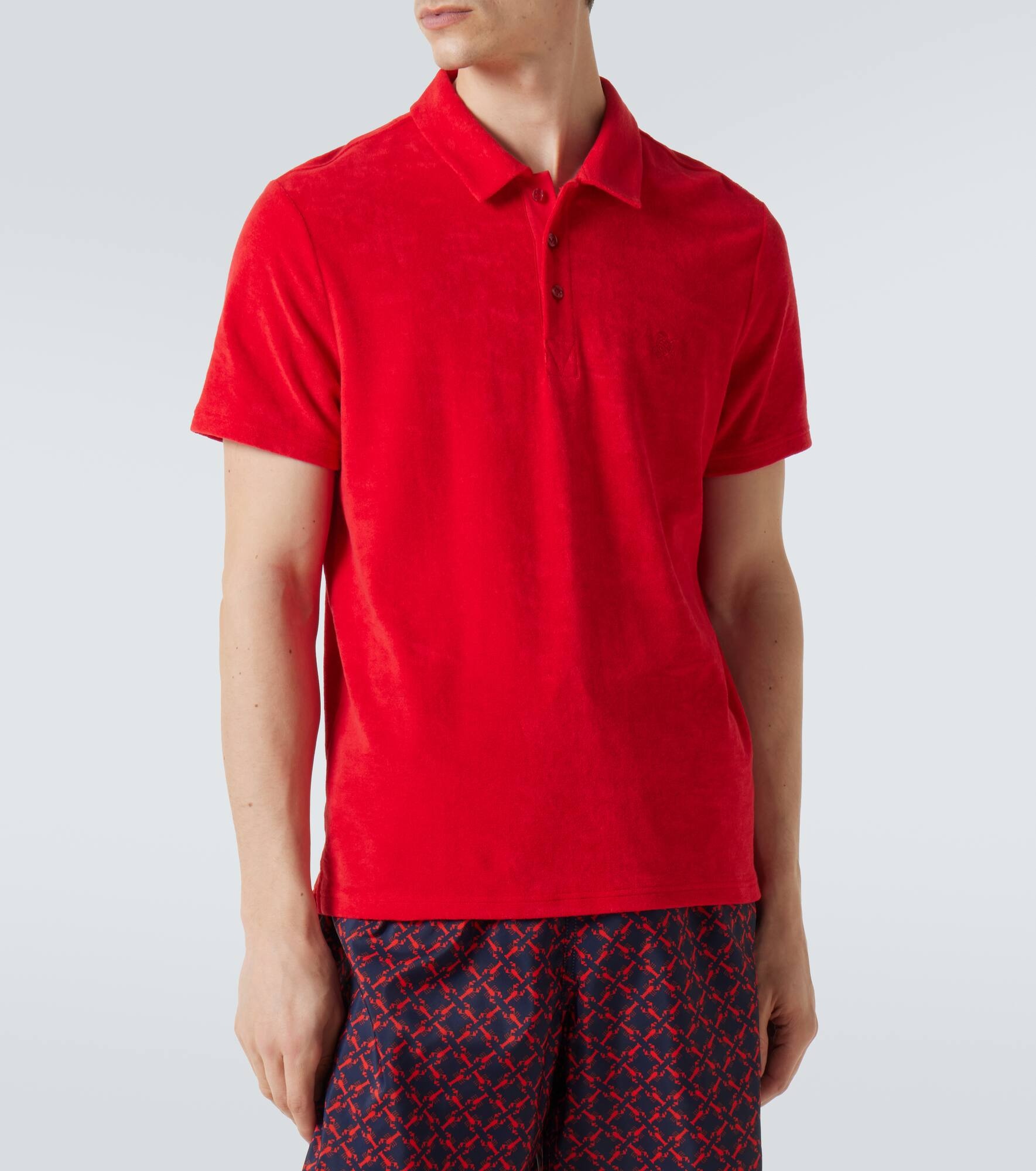 Cotton-blend terry polo shirt - 3