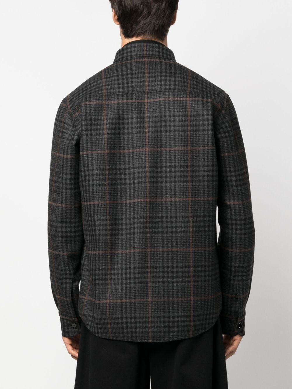 check-print knitted shirt jacket - 4
