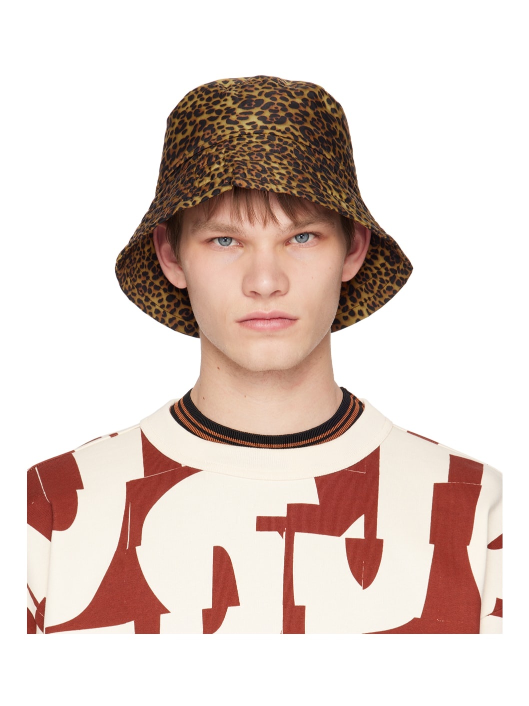 Brown Printed Bucket Hat - 1