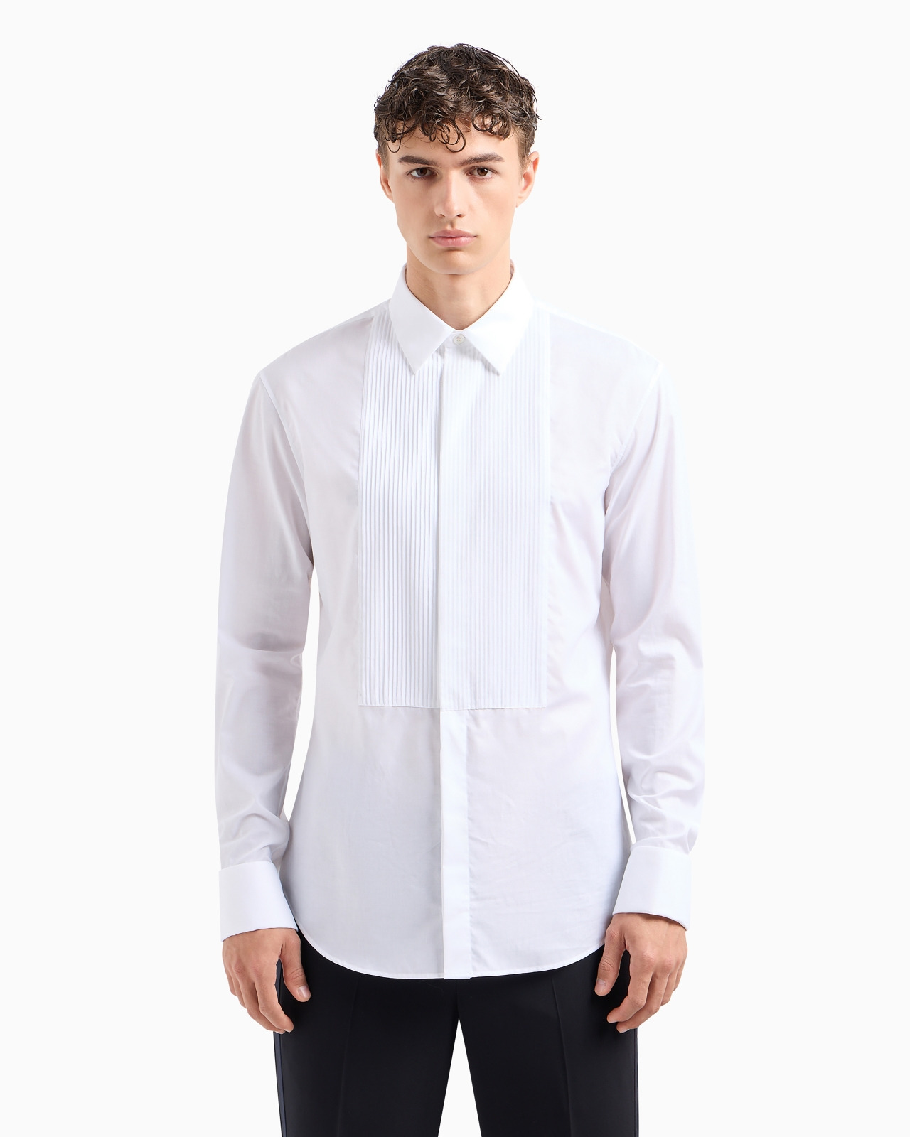 Pleated cotton tuxedo shirt - 4