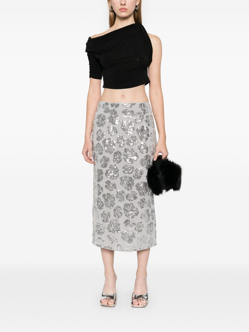ROTATE sequin chiffon midi skirt outlook