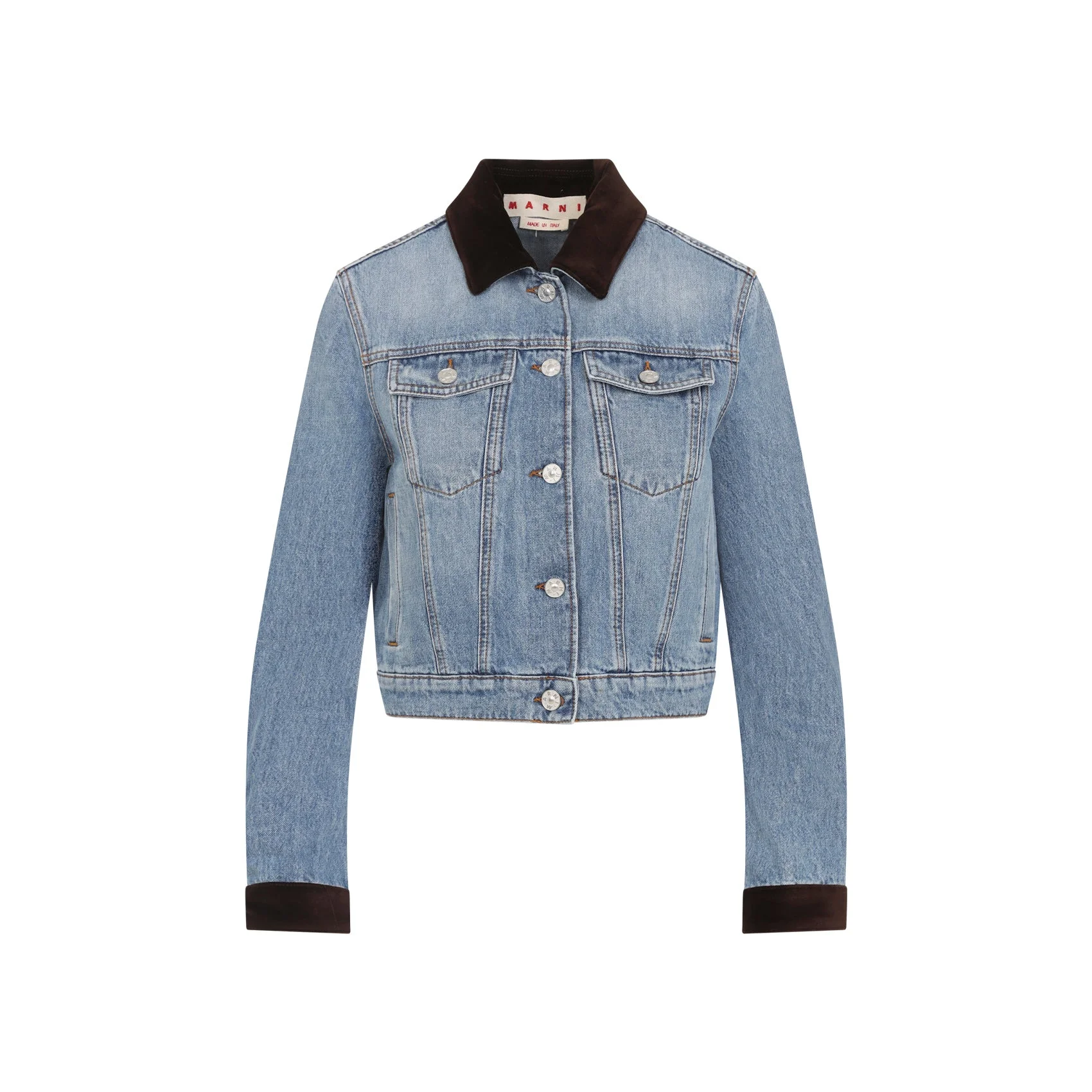 Marni Washed Bull Denim Trucker Cropped Jacket Women - 1
