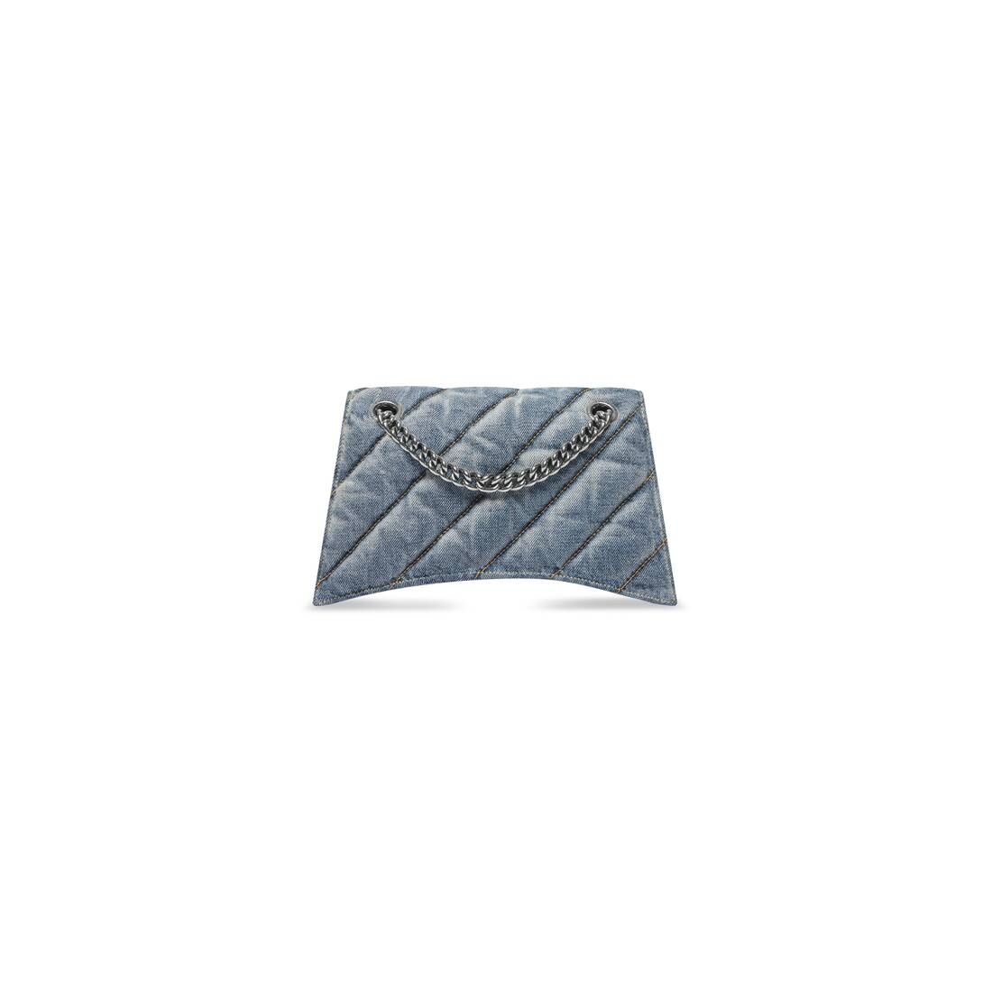 Women's Crush Small Chain Bag Quilted Denim in Blue - 6