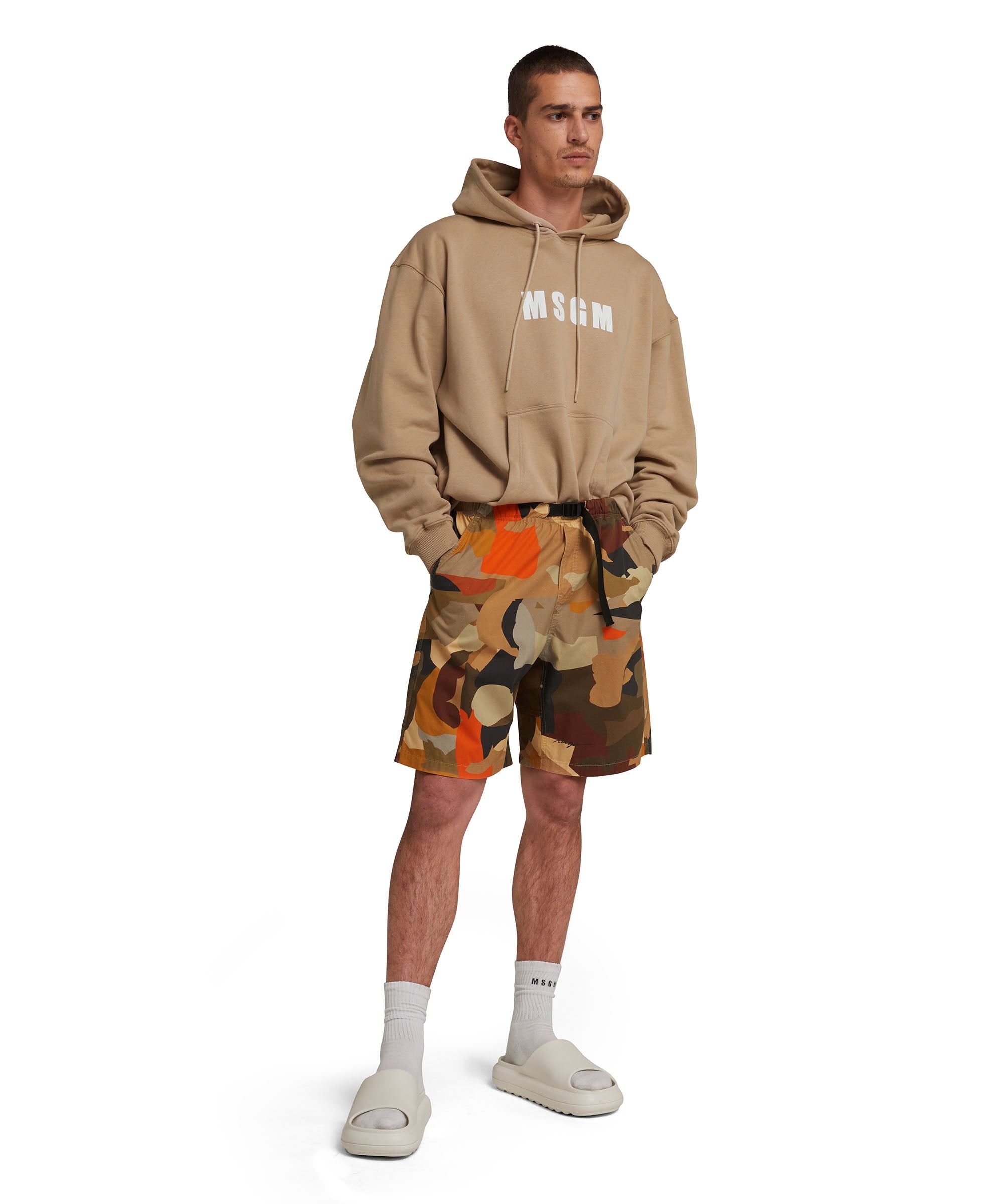 Poplin cotton shorts with "Geo Camo" print - 5