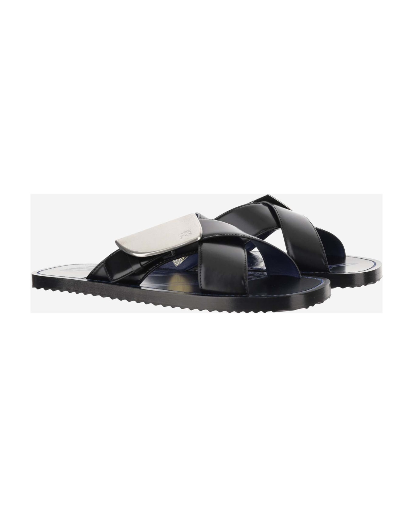 Burberry Strip Shield Leather Slippers | italist | REVERSIBLE