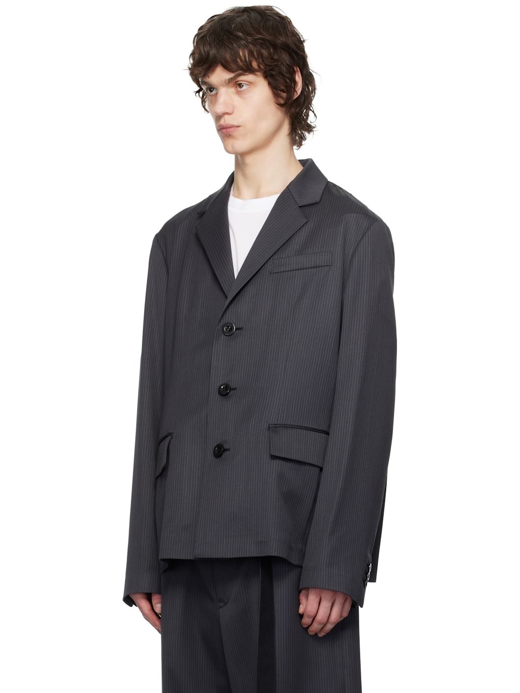 sacai Gray Doeskin Blazer | REVERSIBLE