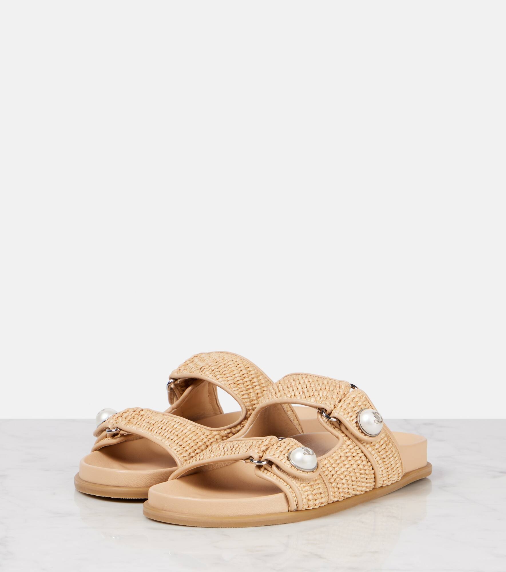 Fayence leather-trimmed raffia sandals - 4