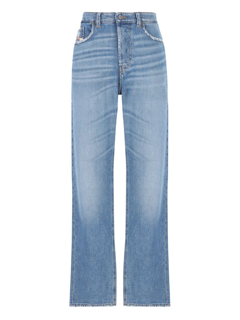 stone-washed logo-patch jeans 1