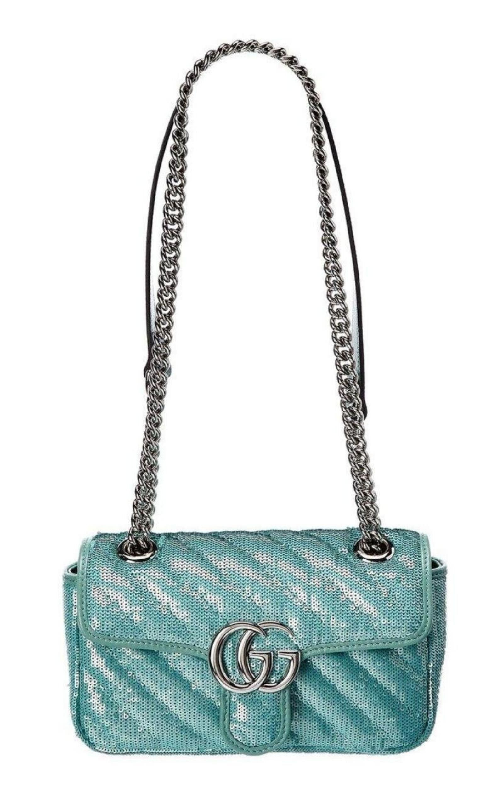 Green GG Marmont Mini Sequin Shoulder Bag - 4