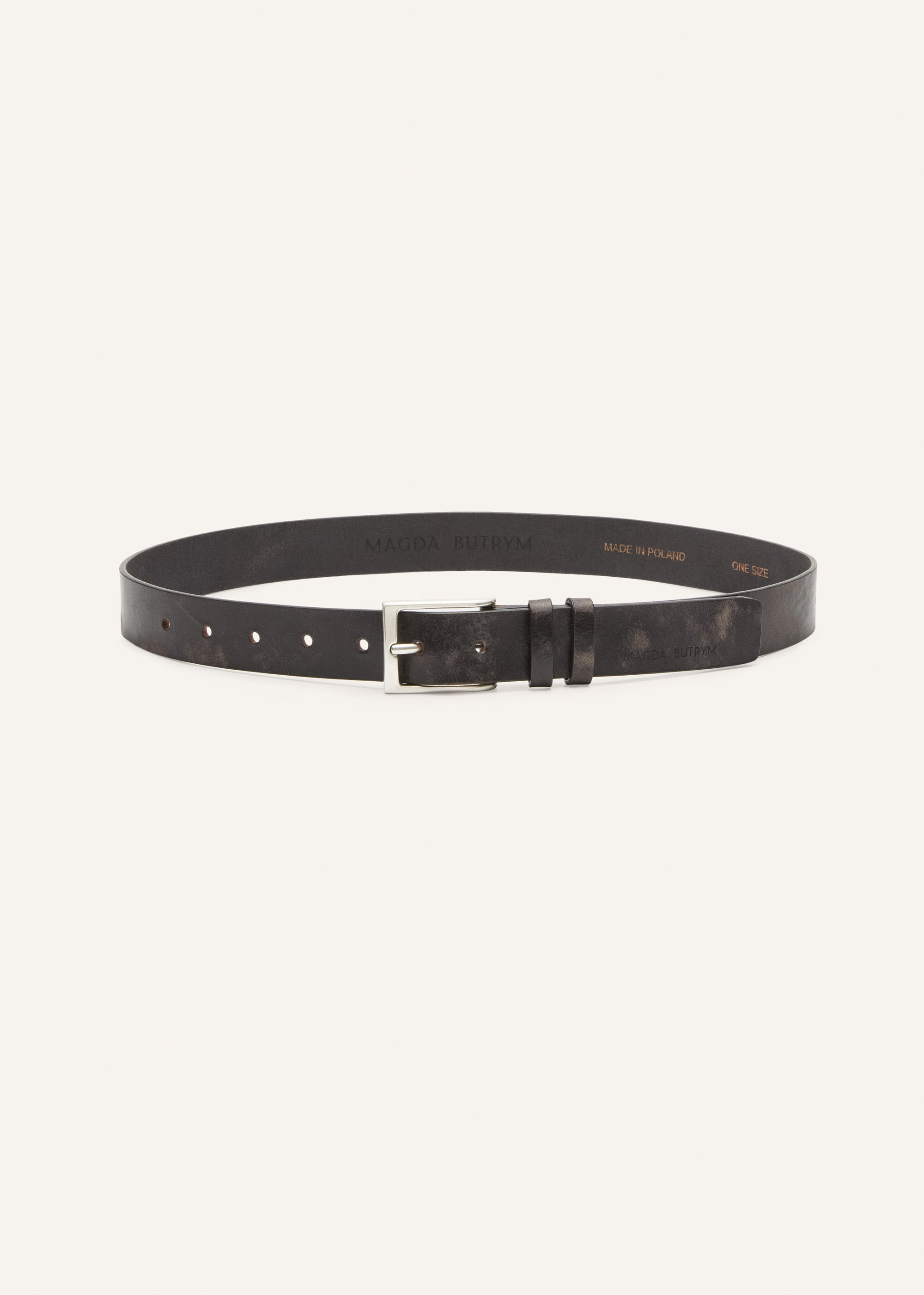 Classic matte burgundy leather belt in silver - 2