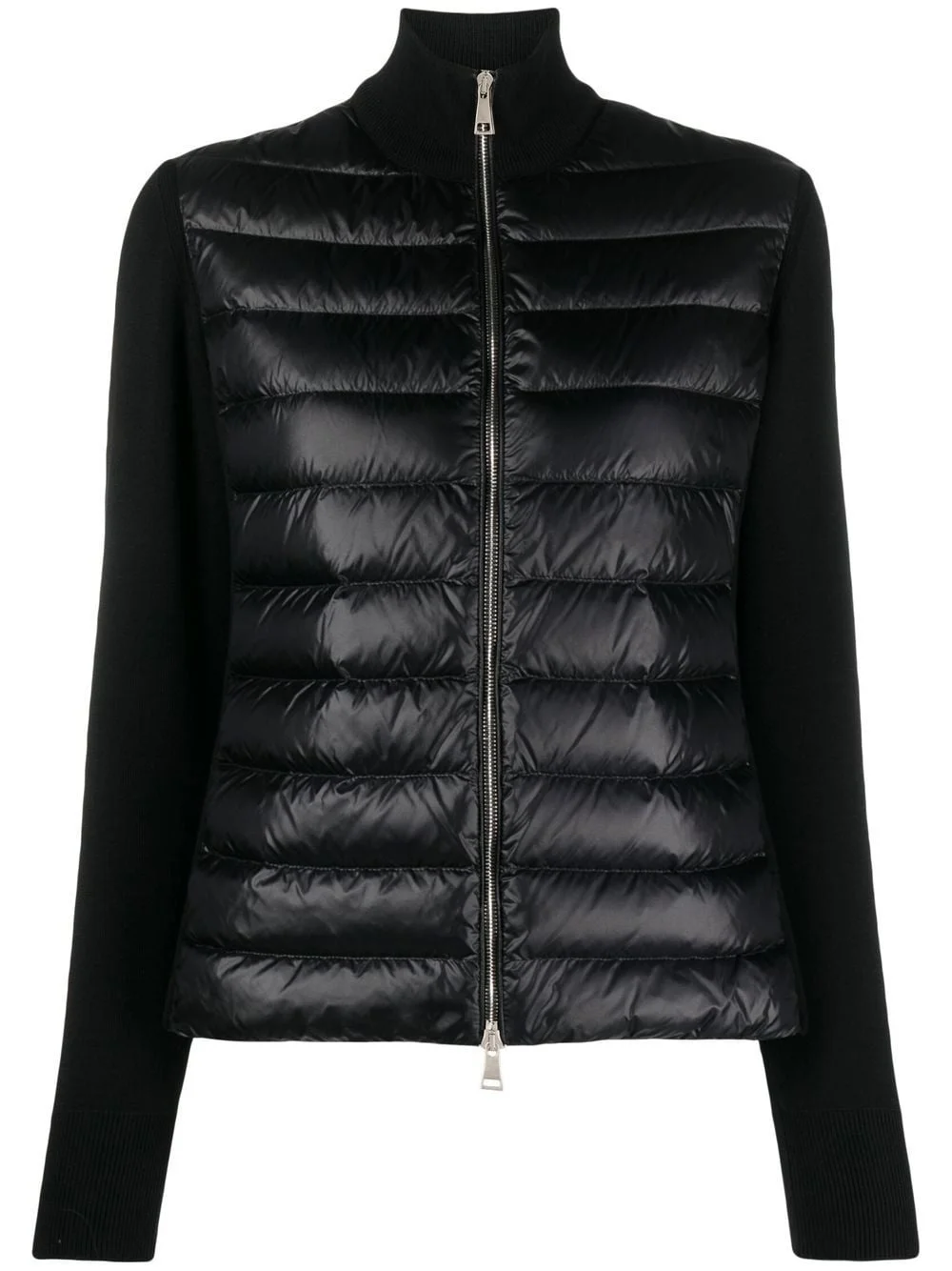 knitted-sleeve puffer jacket - 1