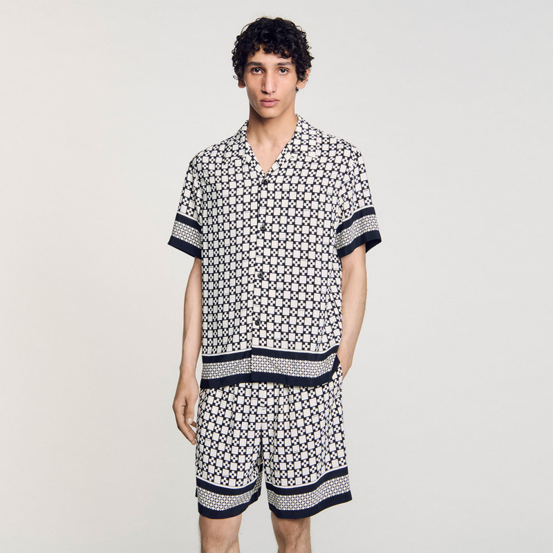 SQUARE CROSS MOTIF FLOWING SHIRT 5