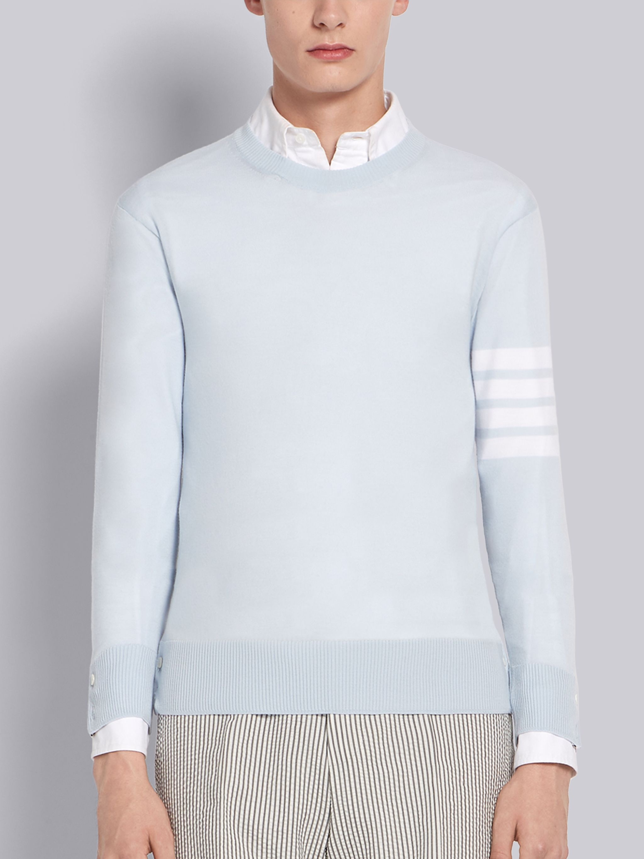 Blue Merino Crewneck Pullover - 1