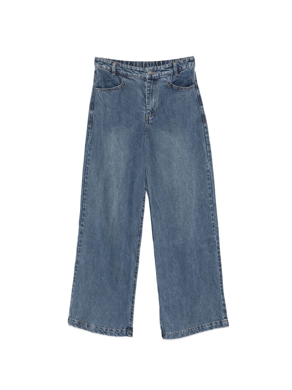 elasticated-waistband straight-leg jeans - 1