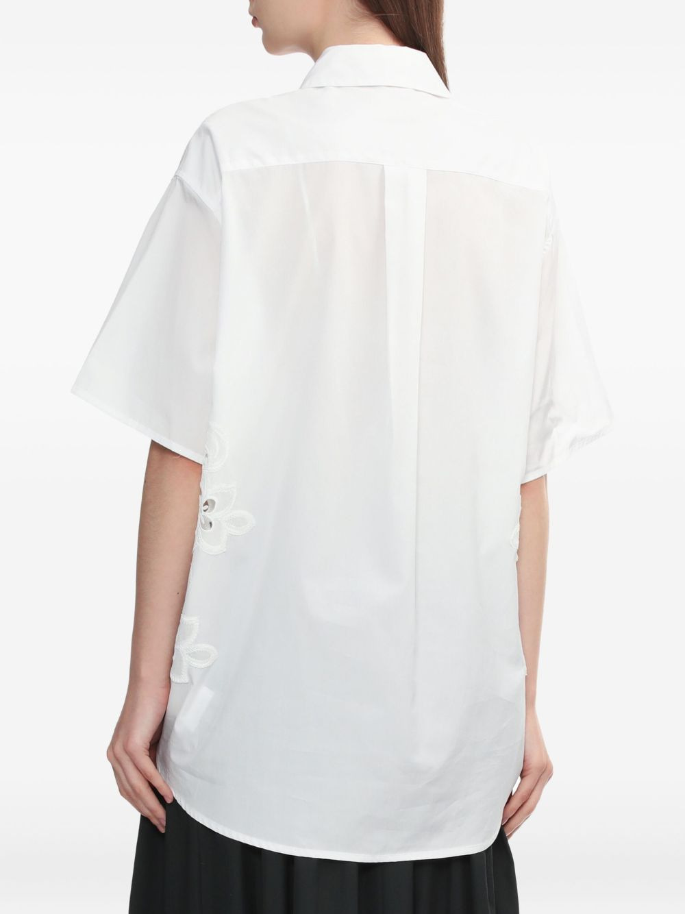 floral lace-insert shirt - 4