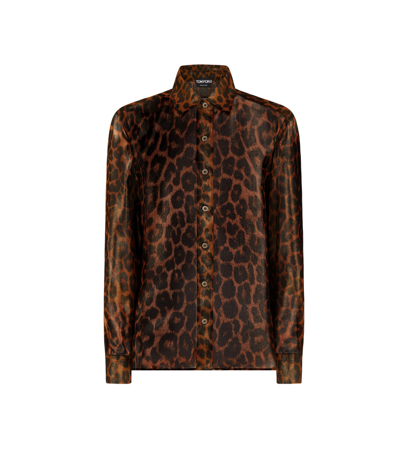 LAMINATED LEOPARD PRINTED GEORGETTE SHIRT 1